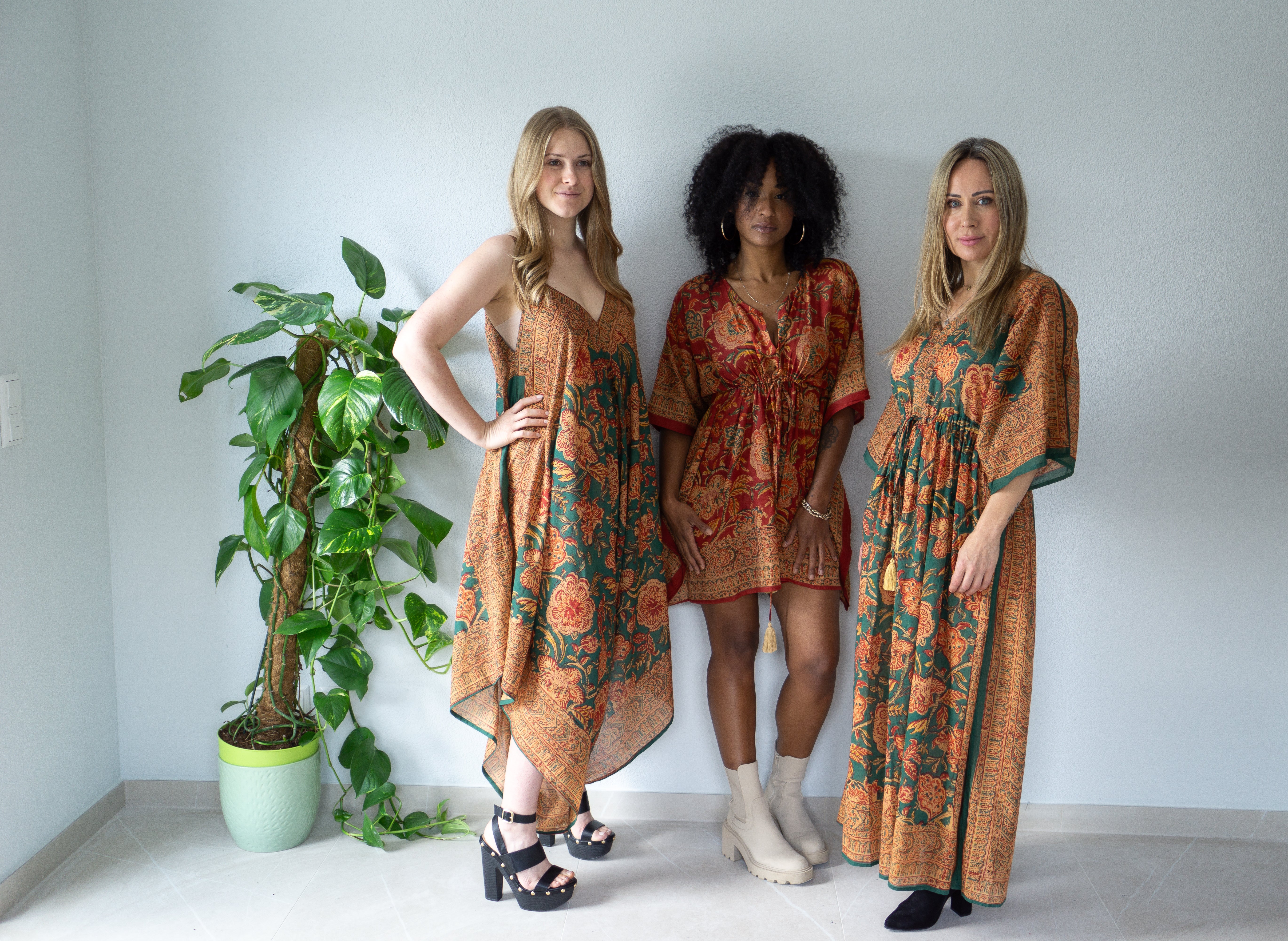 Golden Garden Hand Block Printed Dress