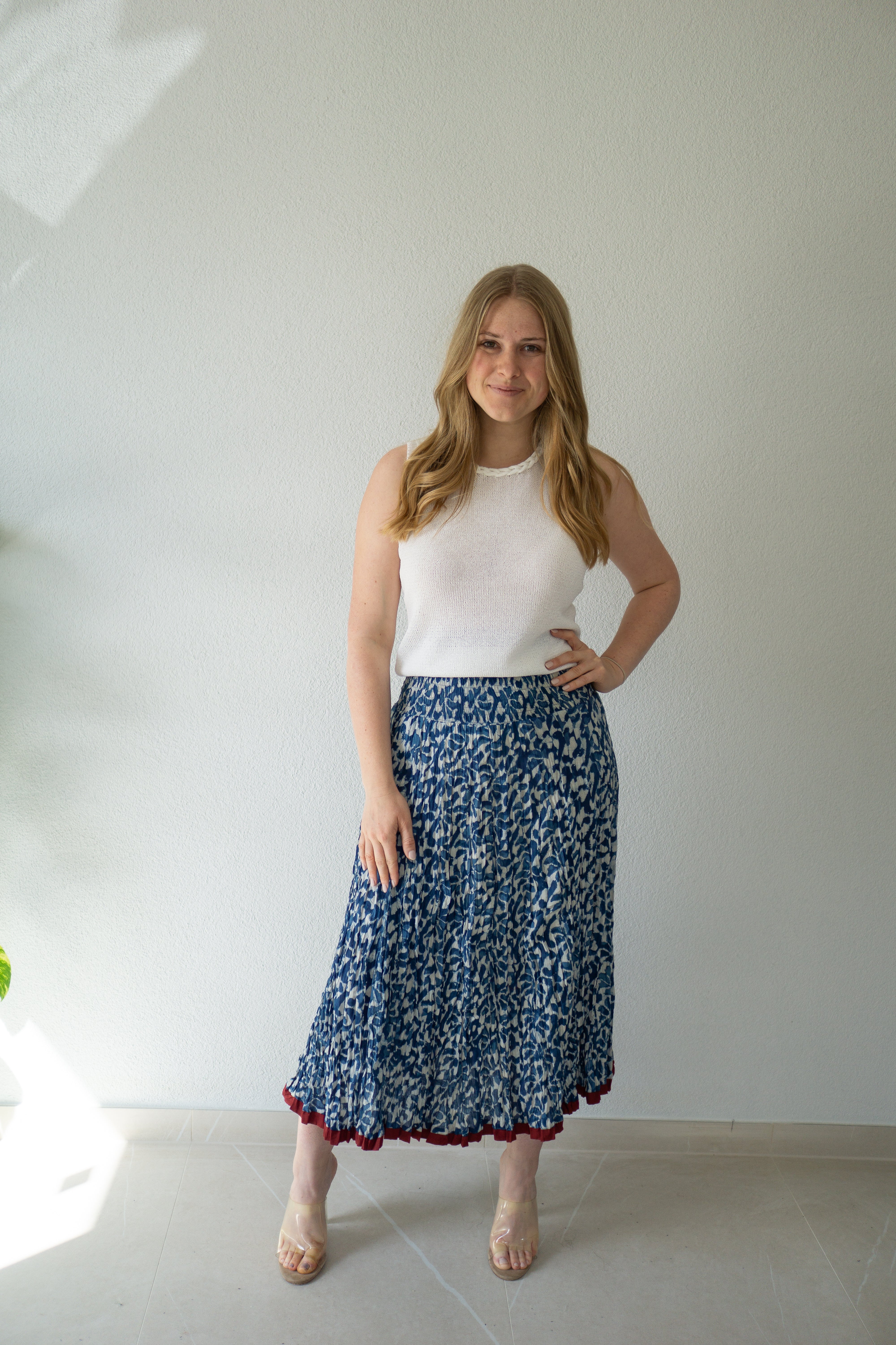 Indigo Leaf Hand Block Printed Skirt