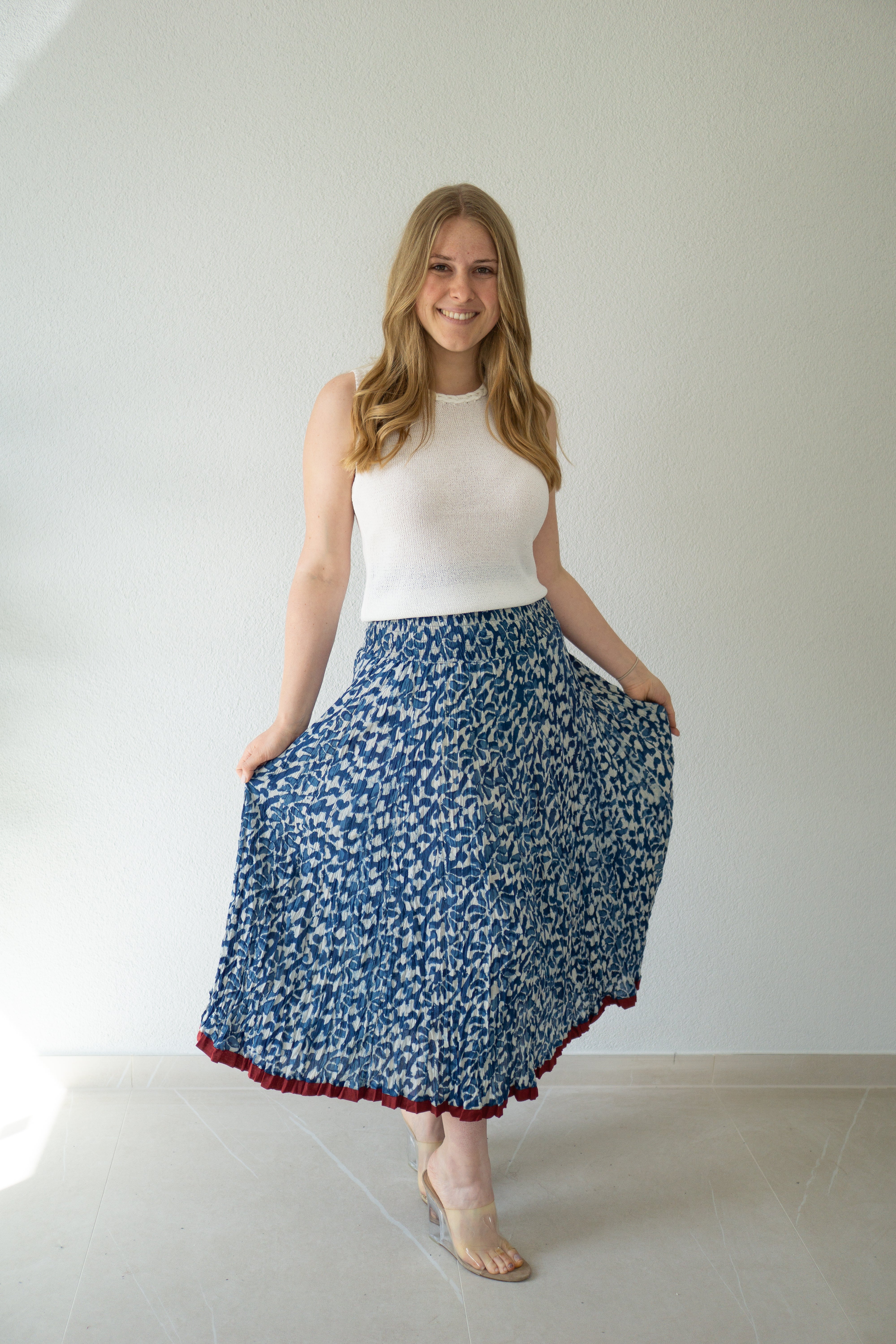 Indigo Leaf Hand Block Printed Skirt