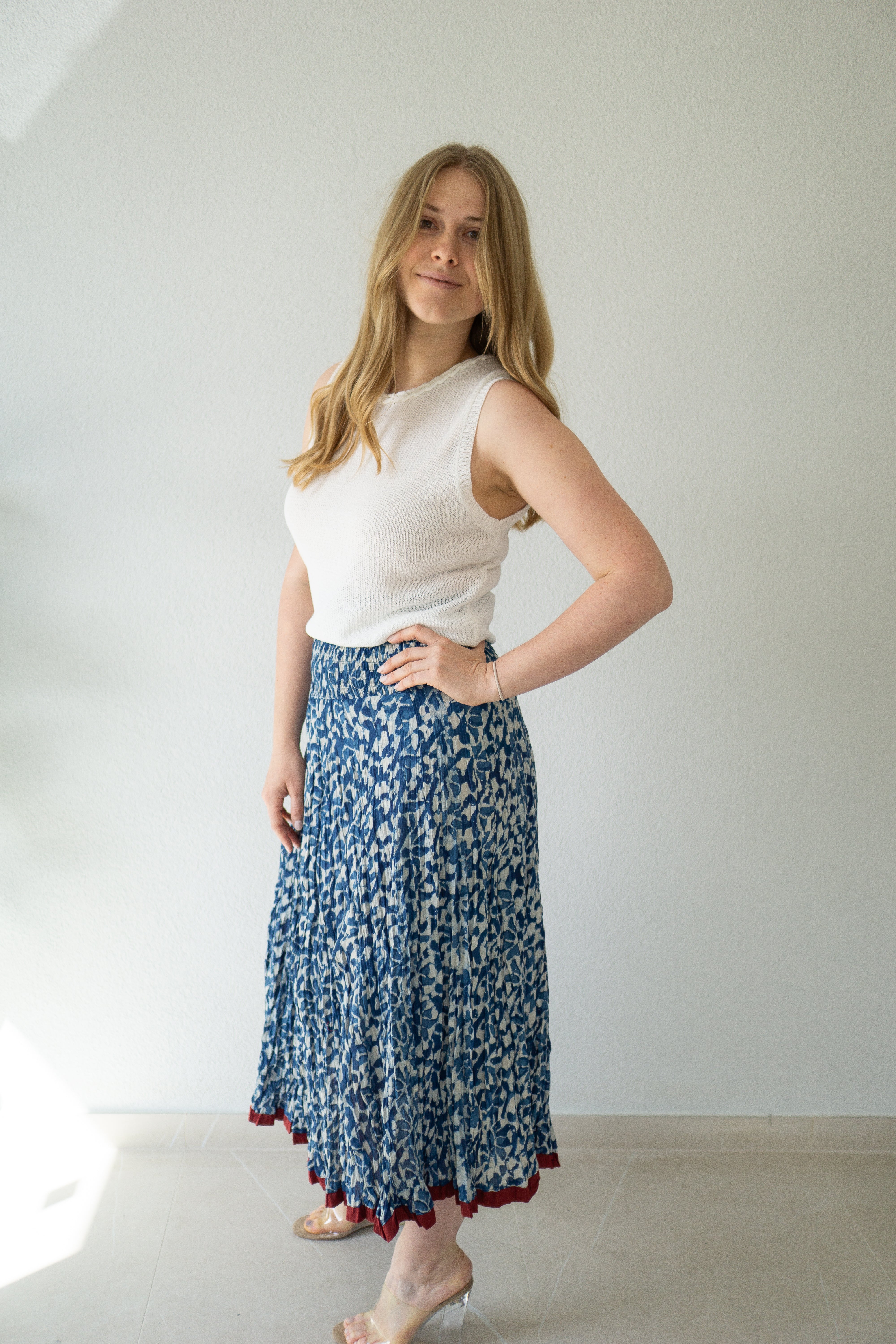 Indigo Leaf Hand Block Printed Skirt