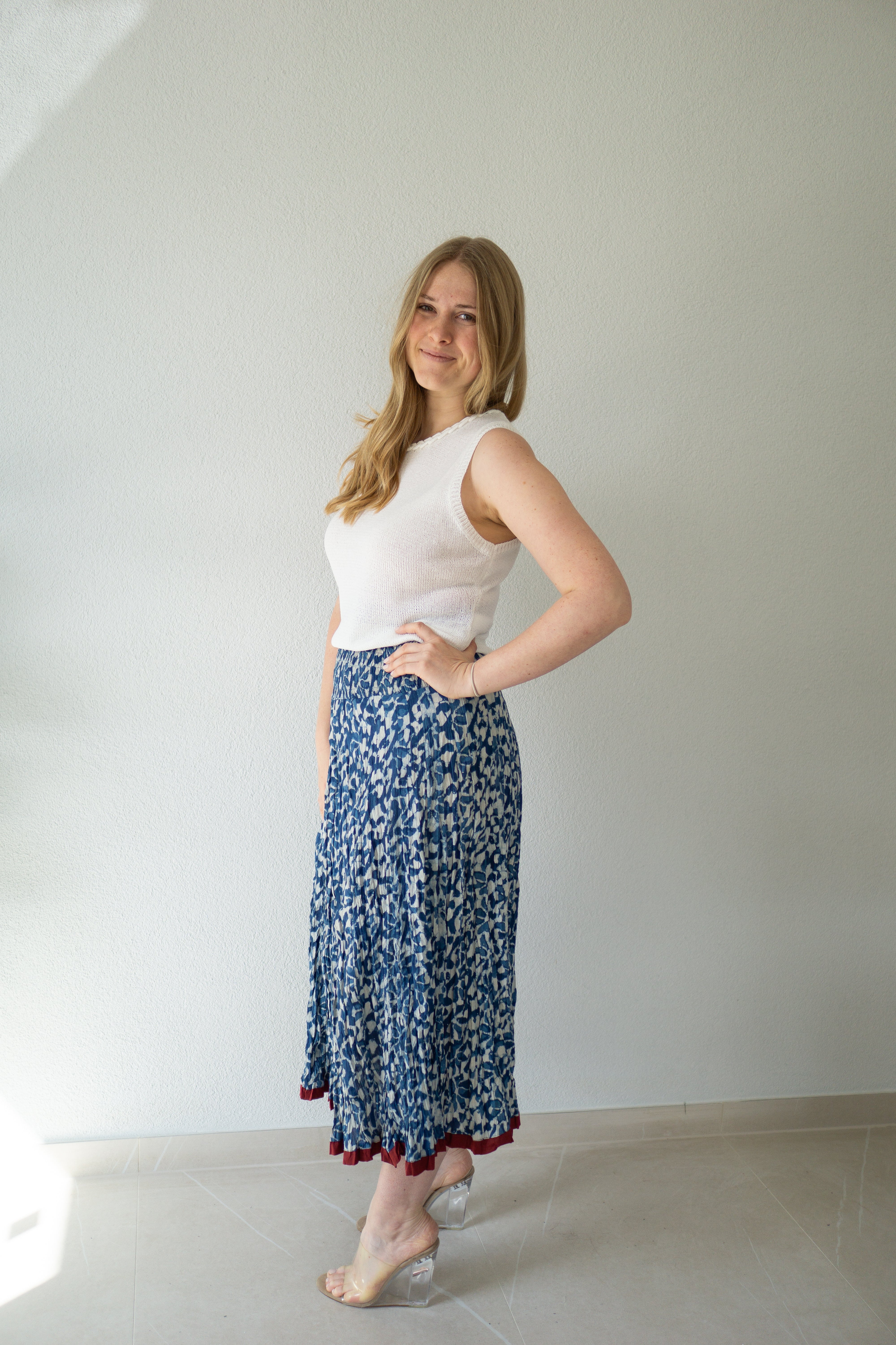 Indigo Leaf Hand Block Printed Skirt