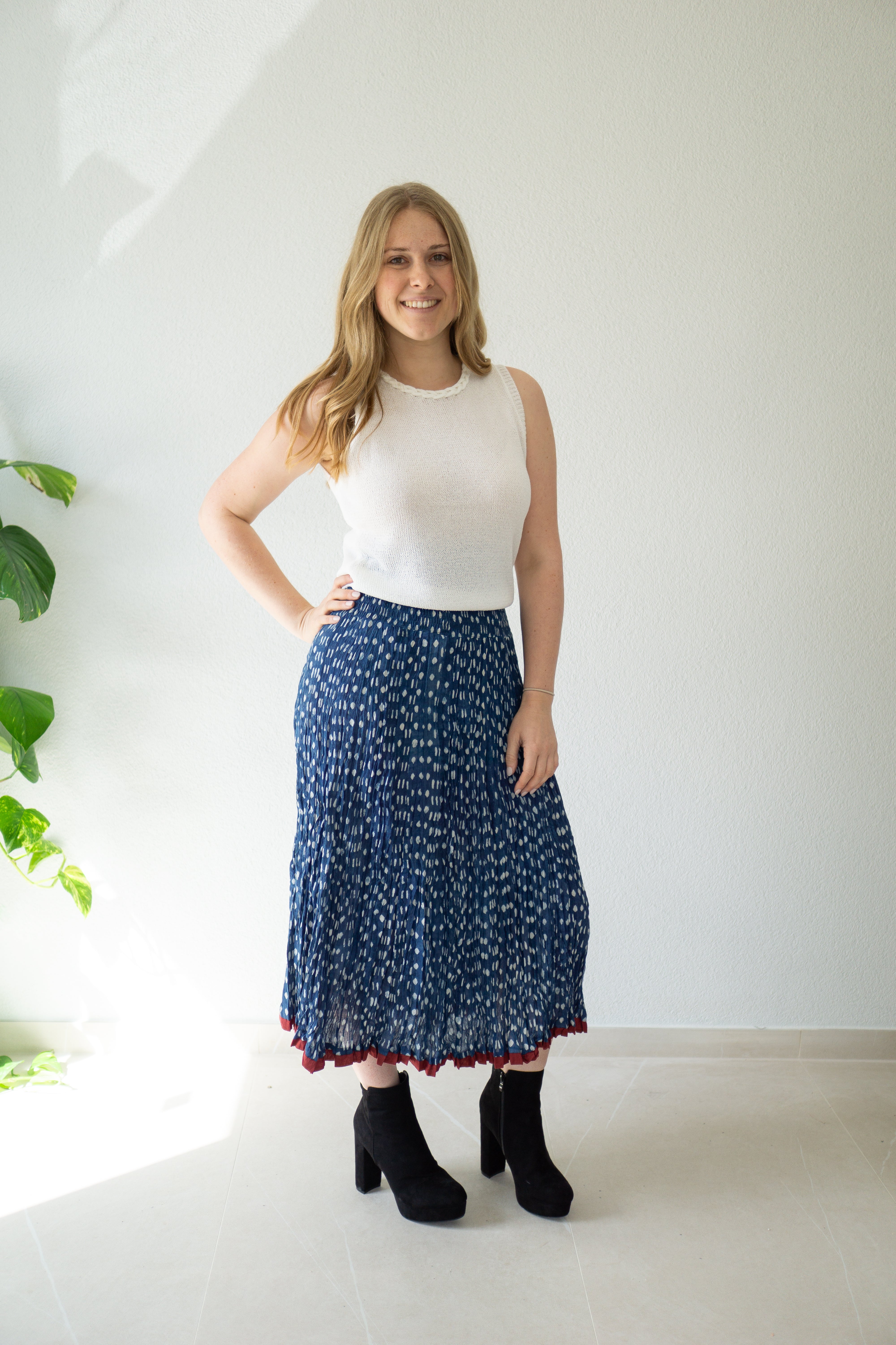 Indigo Dreams Hand Block Printed Skirt