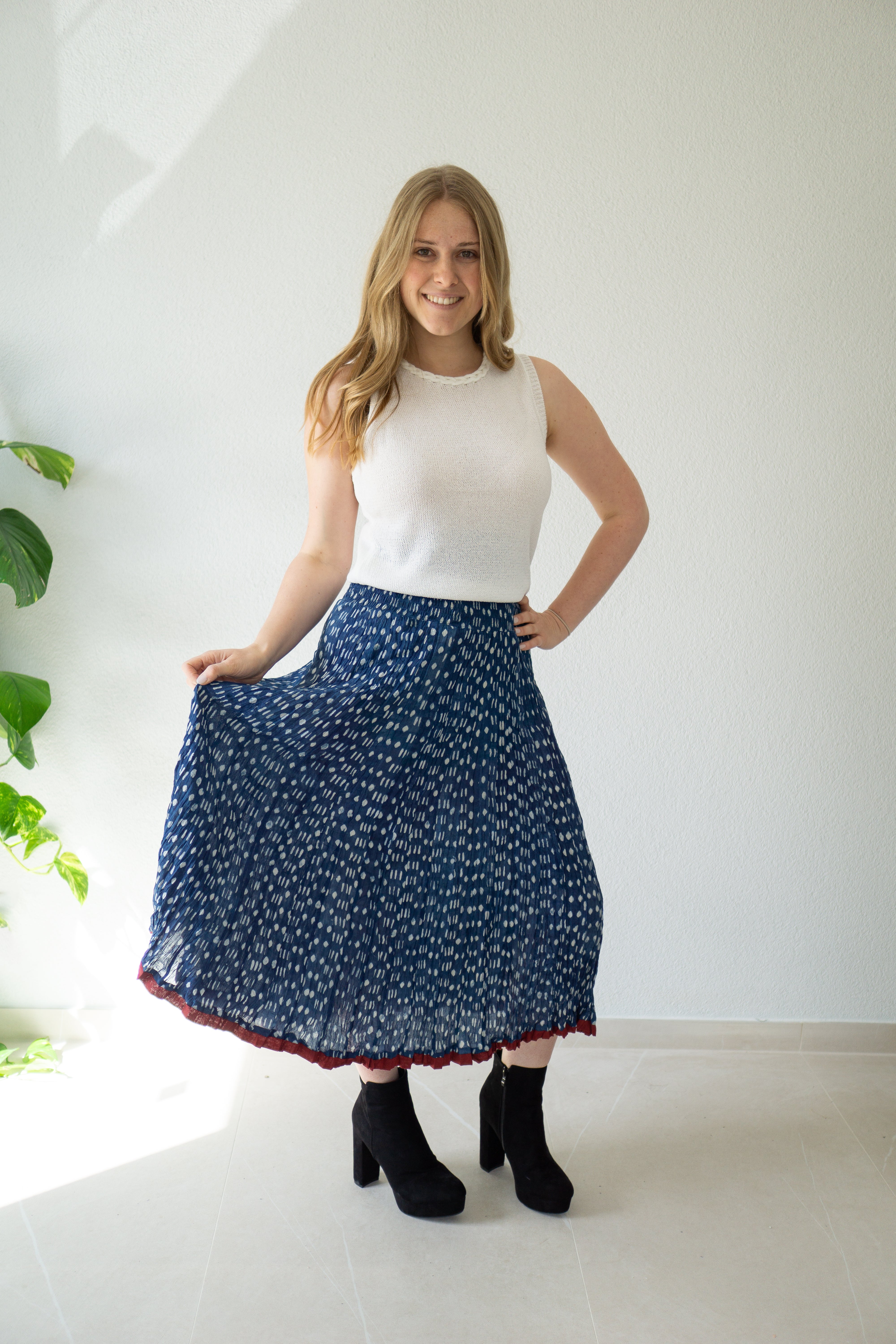 Indigo Dreams Hand Block Printed Skirt