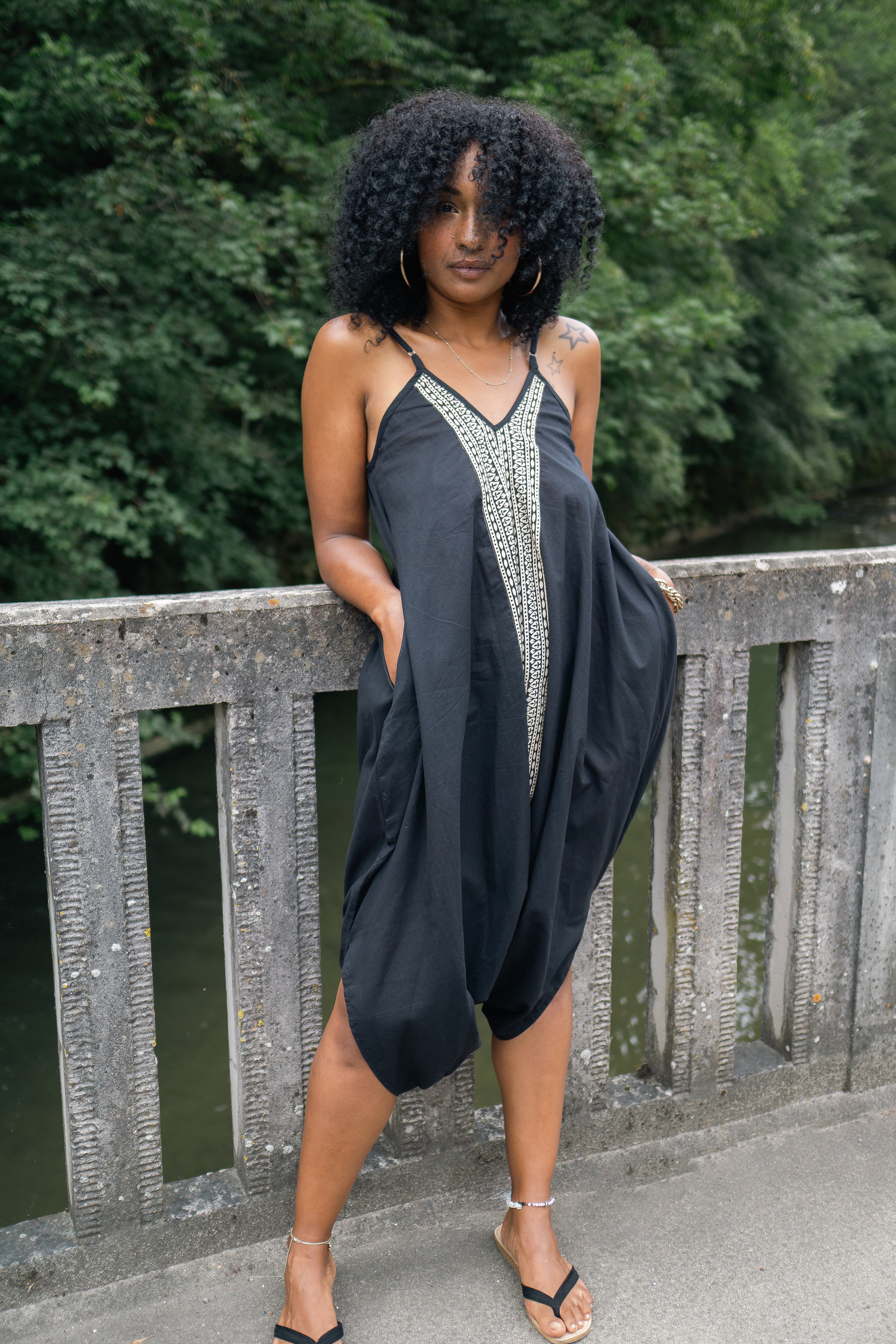 Onyx Essence Hand Block Printed Dress