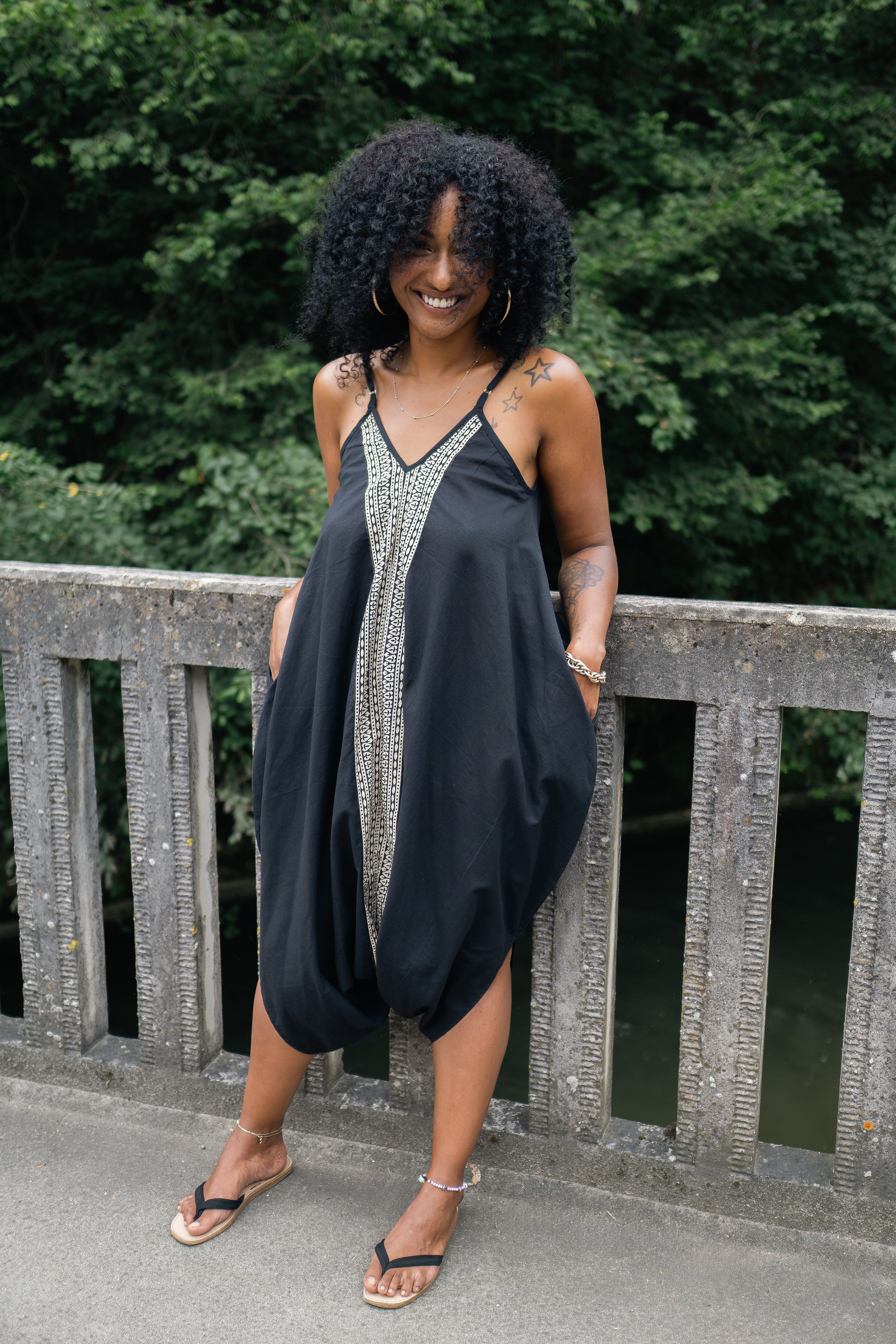 Onyx Essence Hand Block Printed Dress