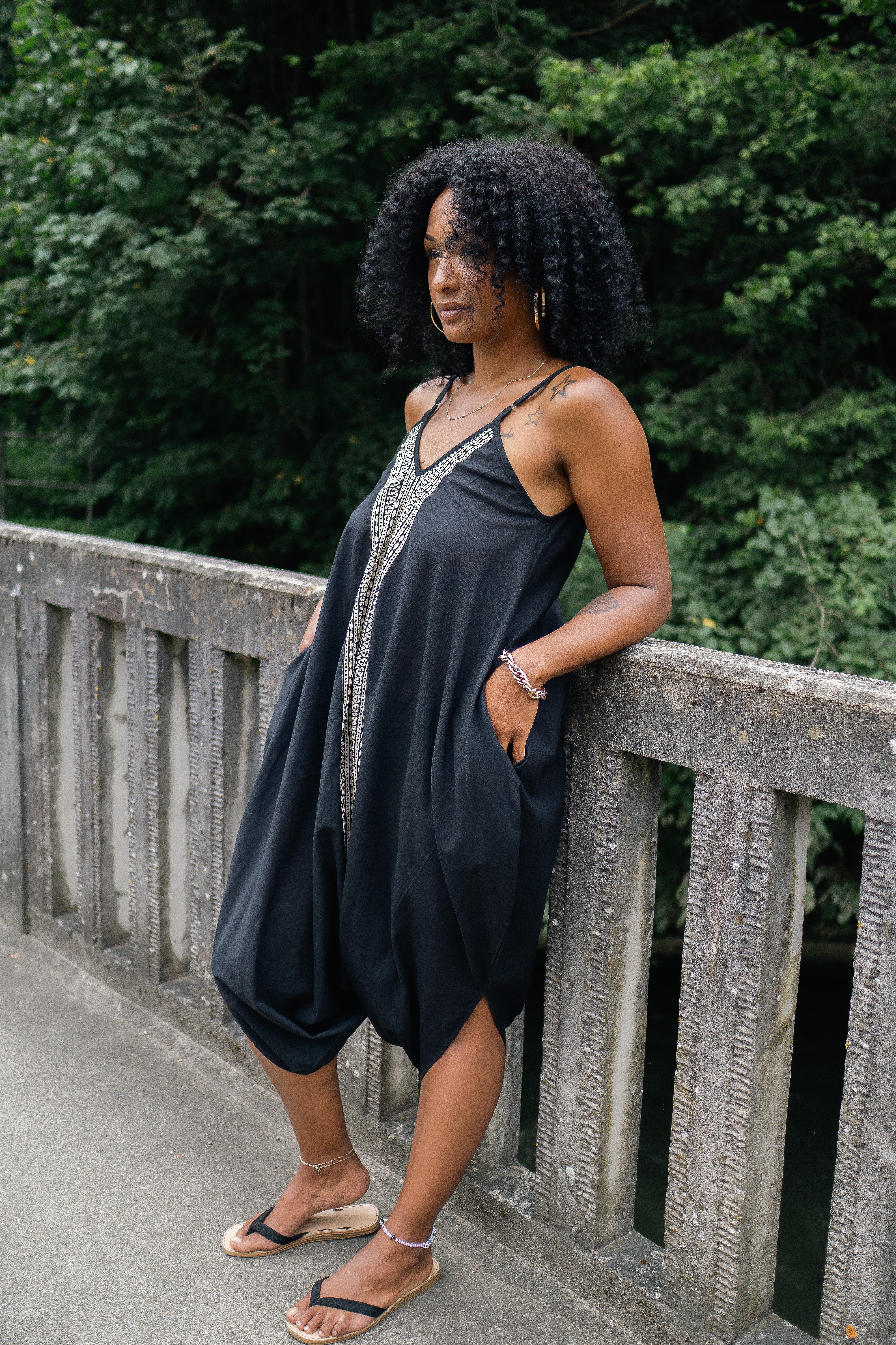 Onyx Essence Hand Block Printed Dress