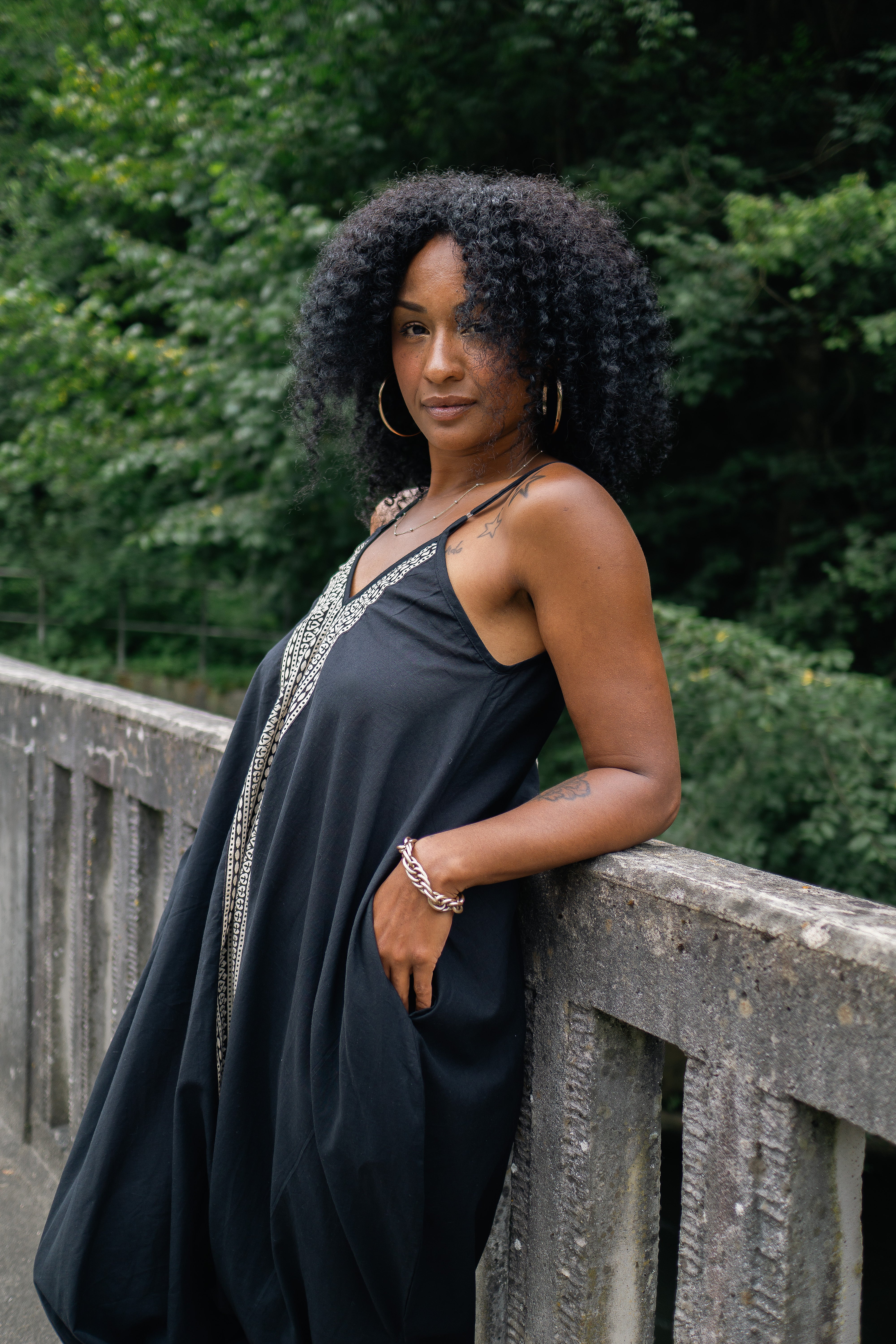 Onyx Essence Hand Block Printed Dress