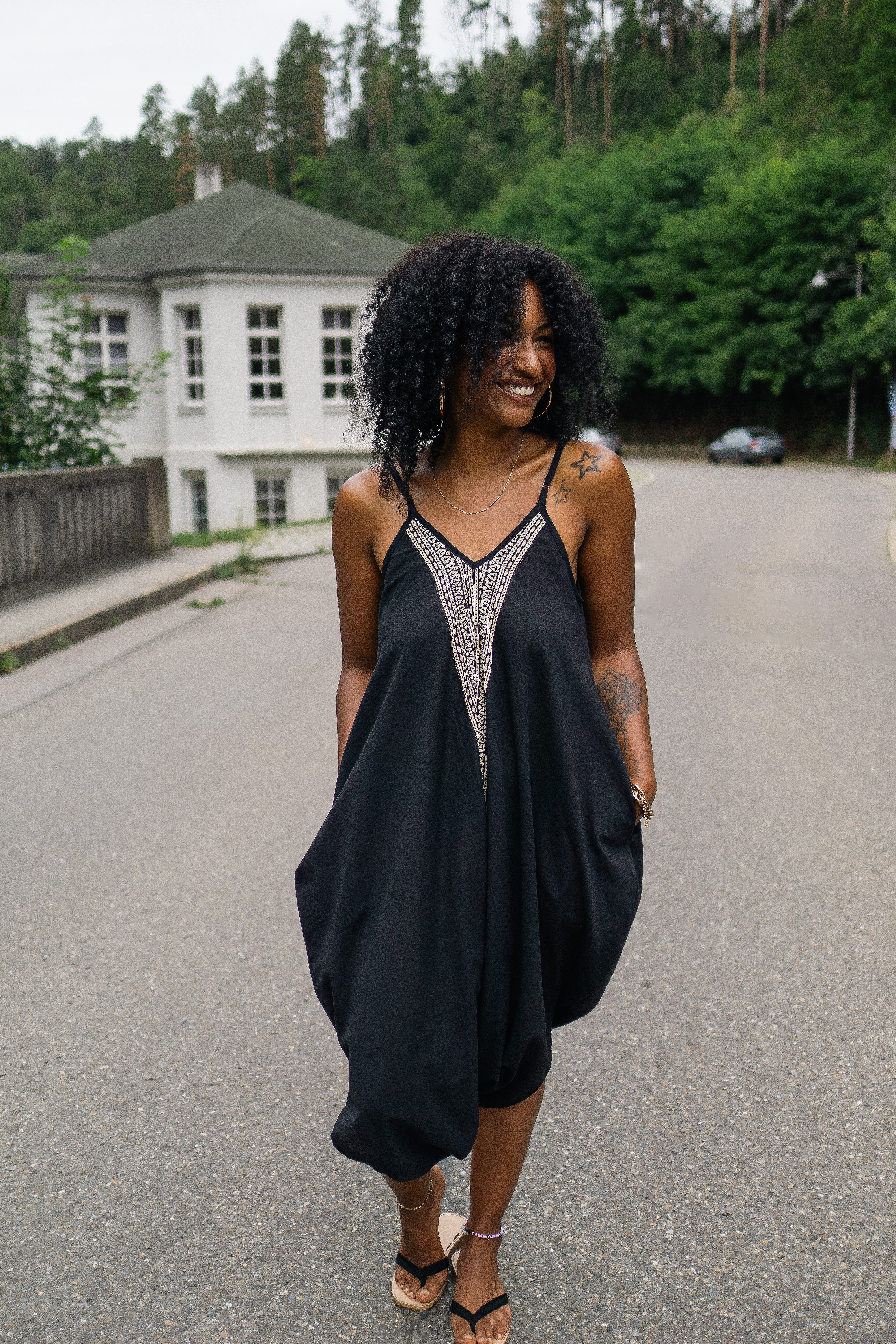 Onyx Essence Hand Block Printed Dress