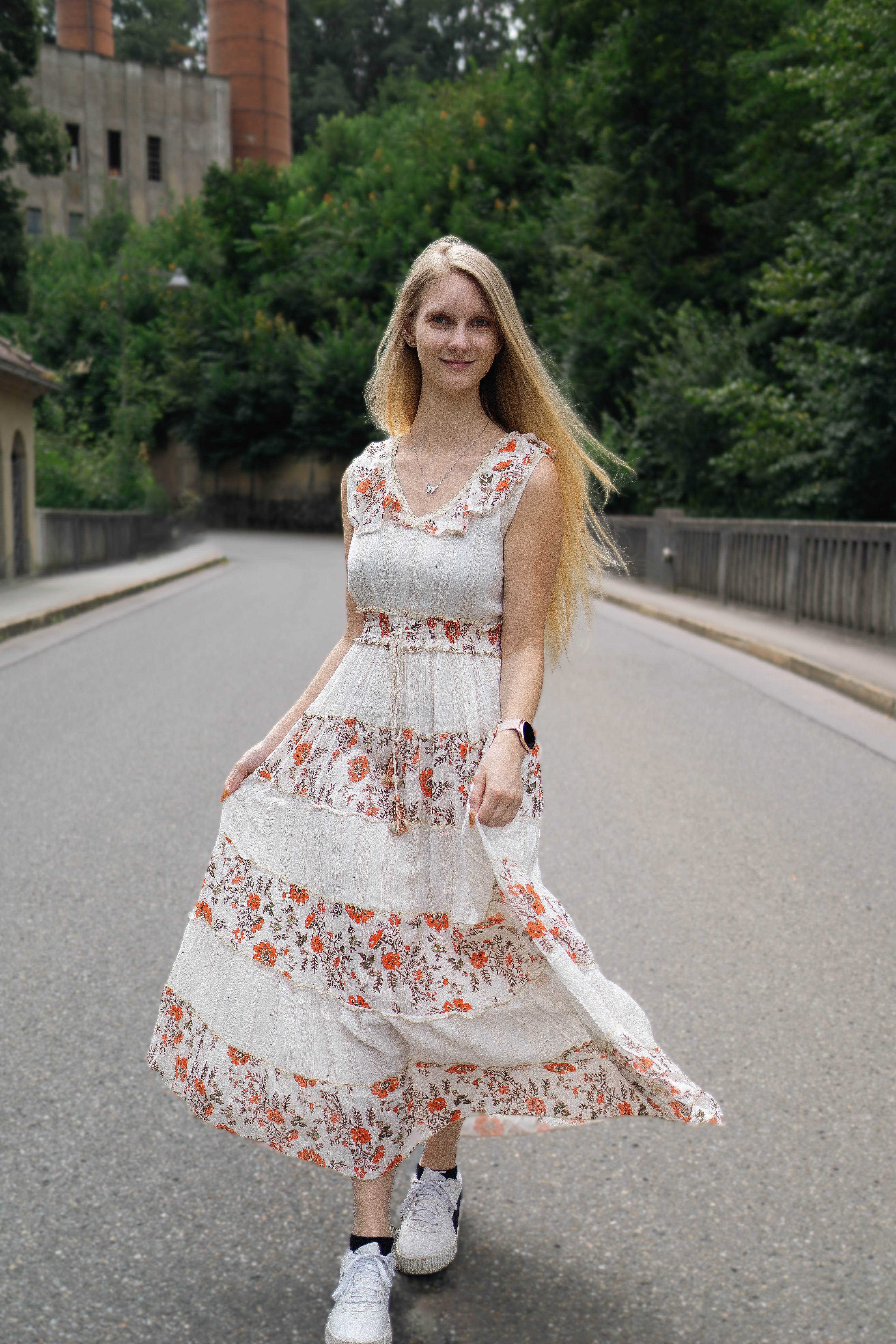 Floral Ruffle Strap Maxi Dress