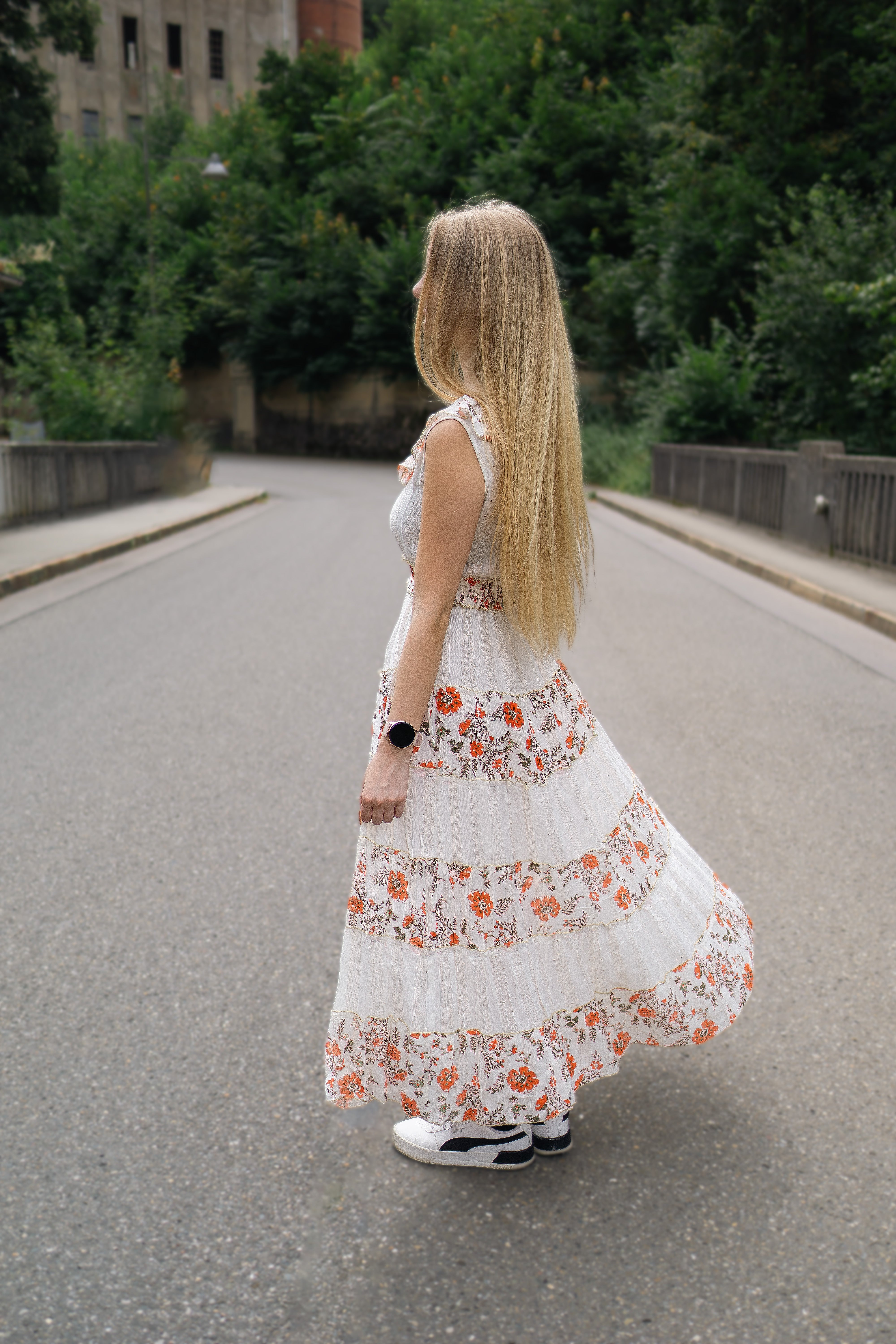 Floral Ruffle Strap Maxi Dress