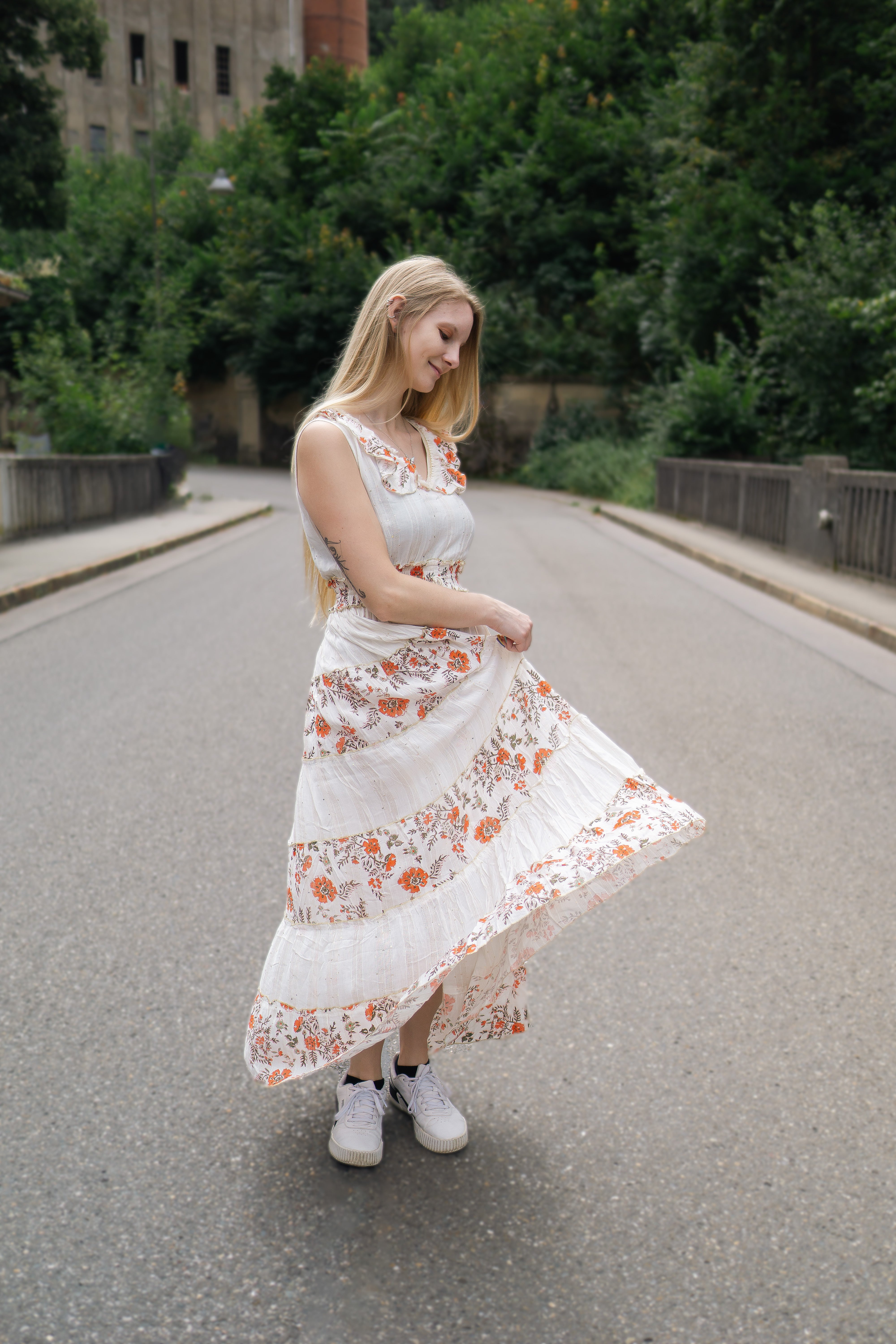 Floral Ruffle Strap Maxi Dress