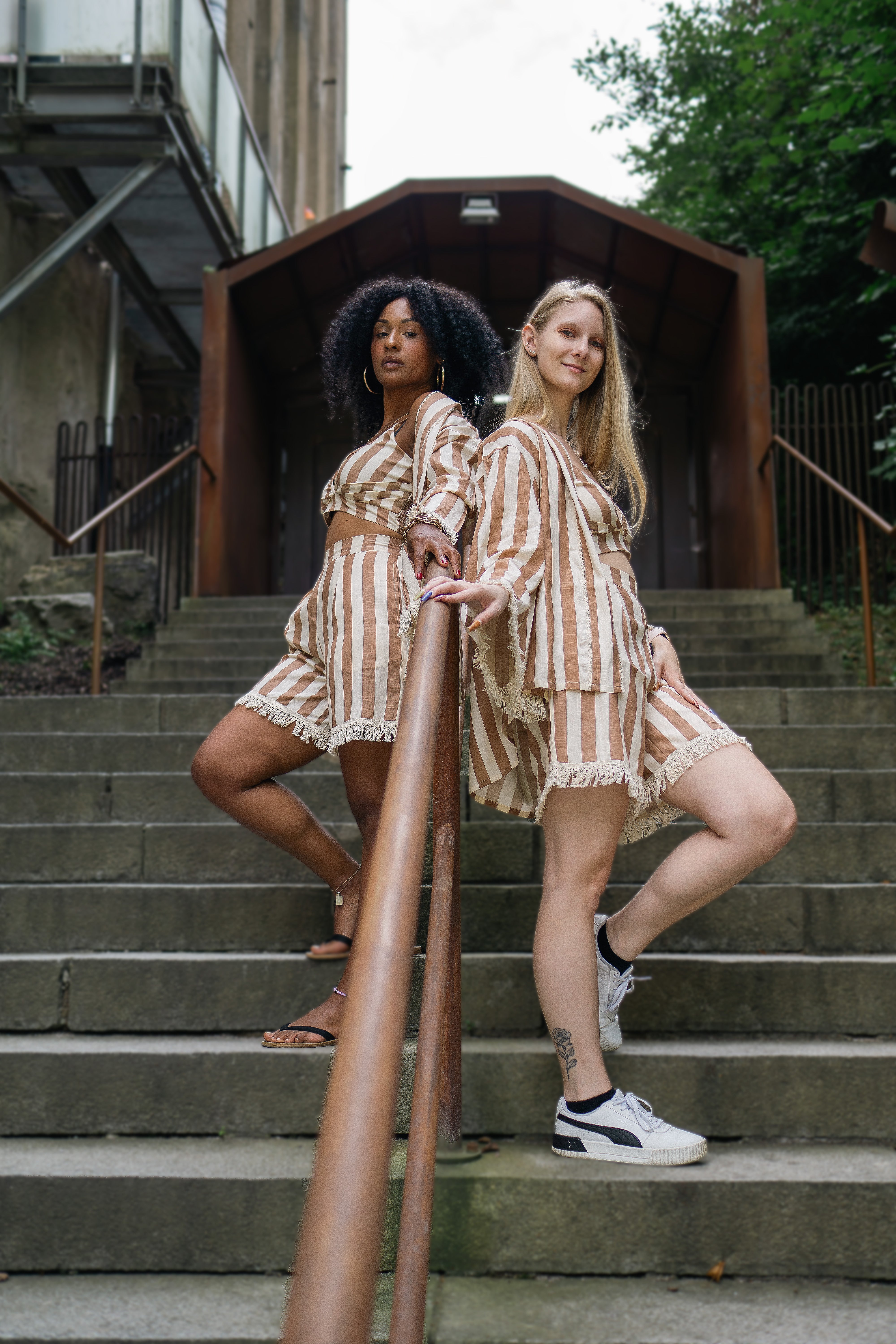 Brown Striped Short Co-ord Set