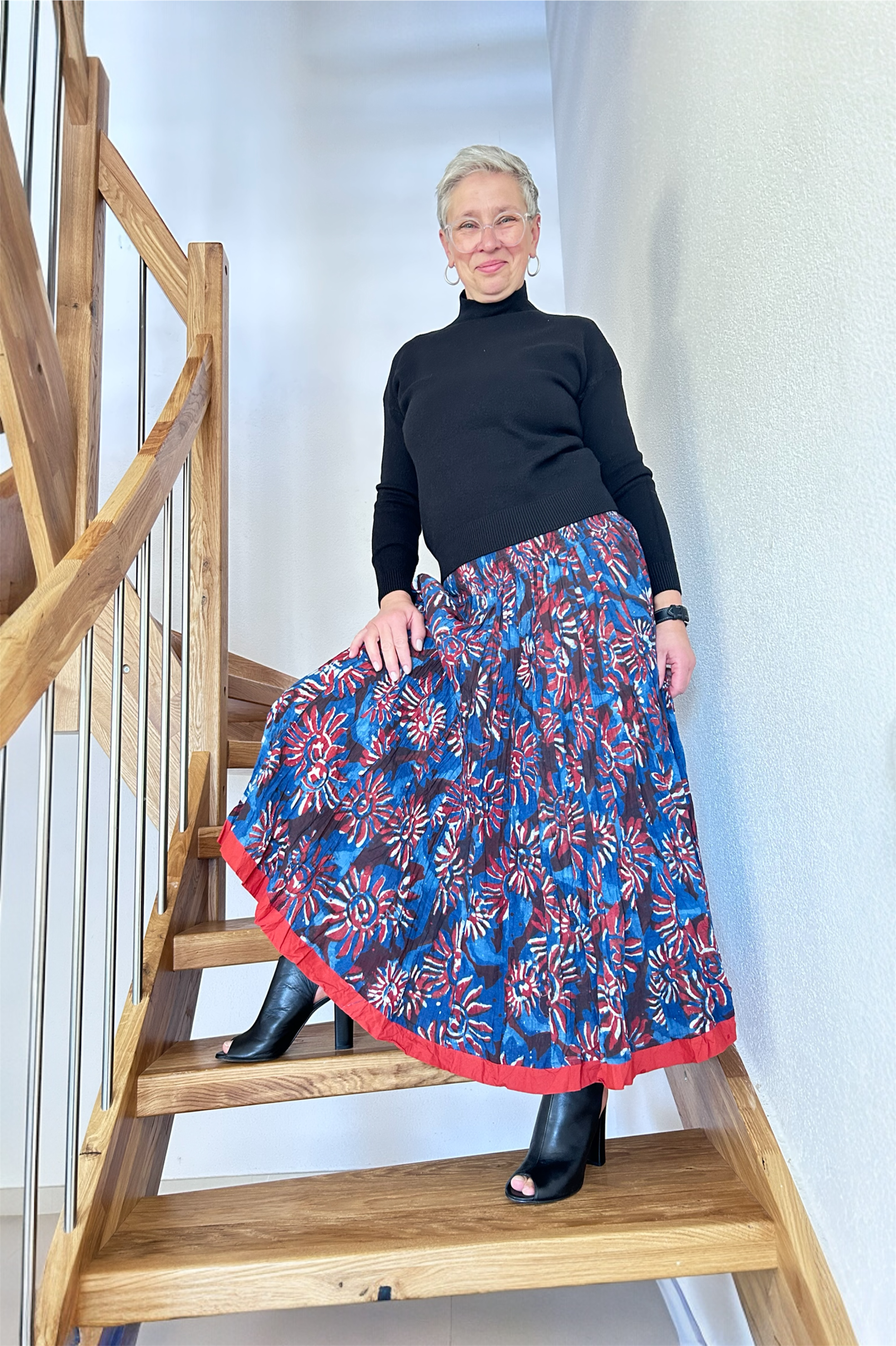 The Indigo Bloom Hand Block Printed Skirt