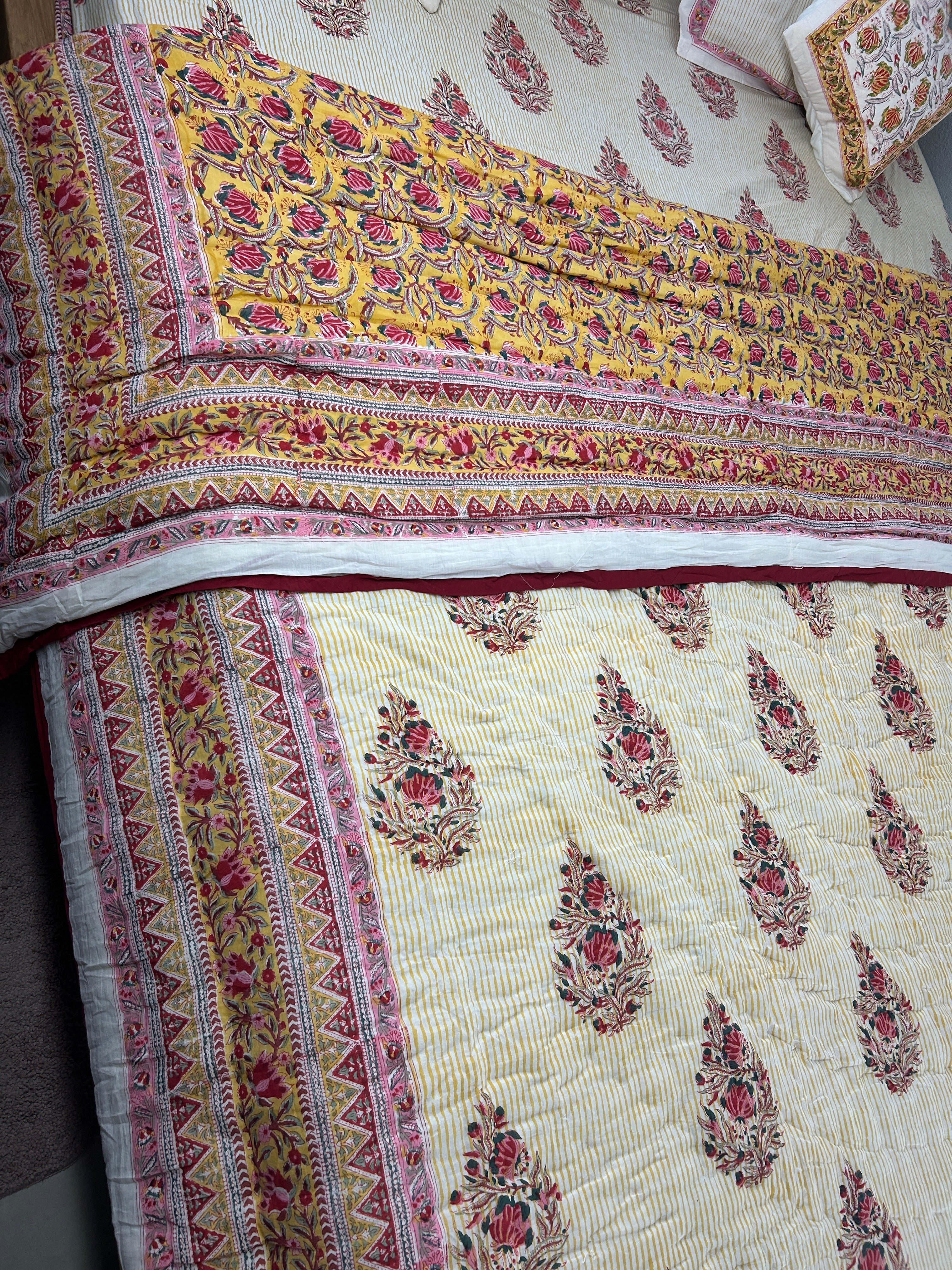 Handbedruckte Wendesteppdecke (Doppelbett)