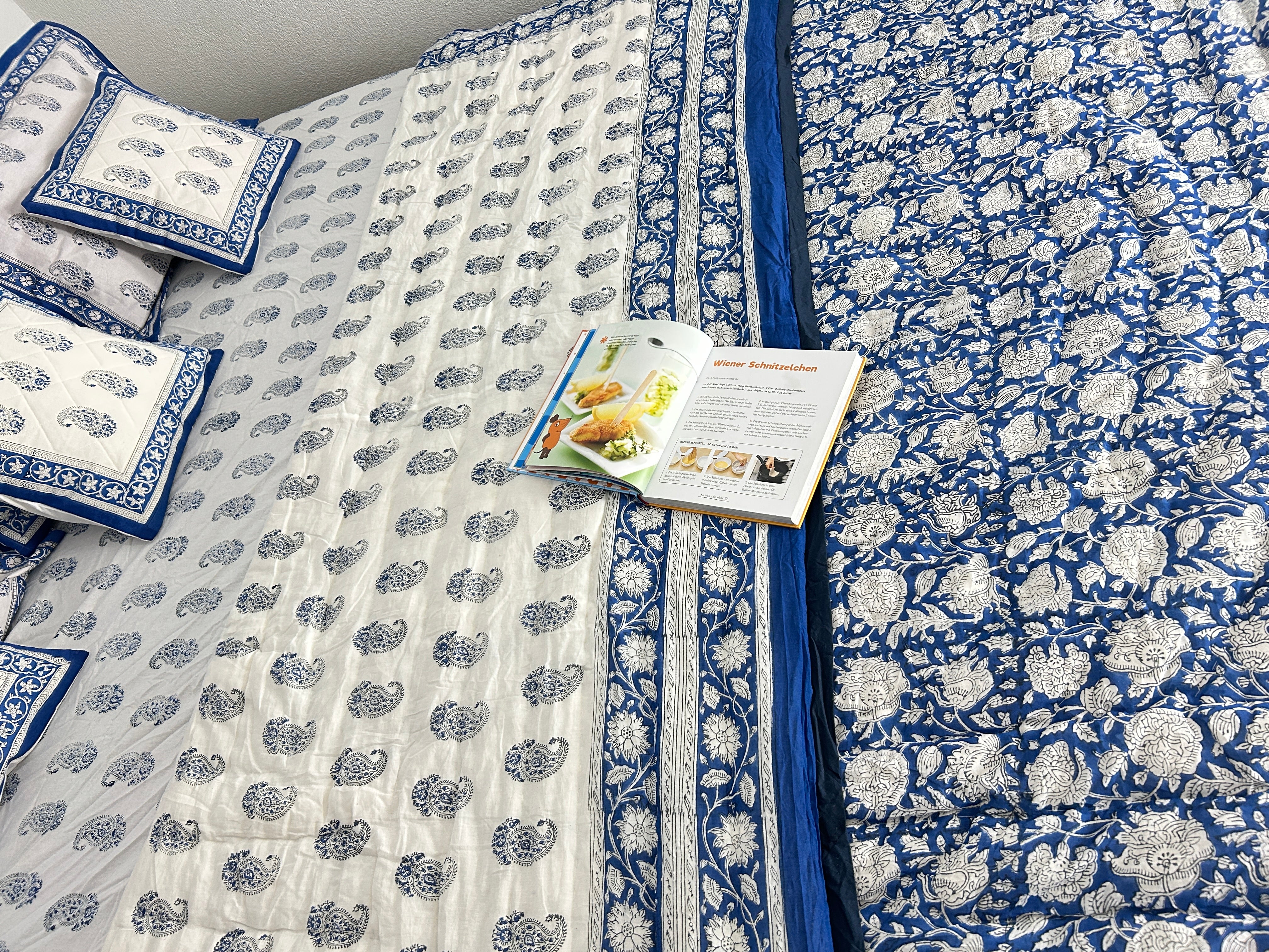 Hand Block Printed Reversible Quilt (Double Bed) – Indigo Blue