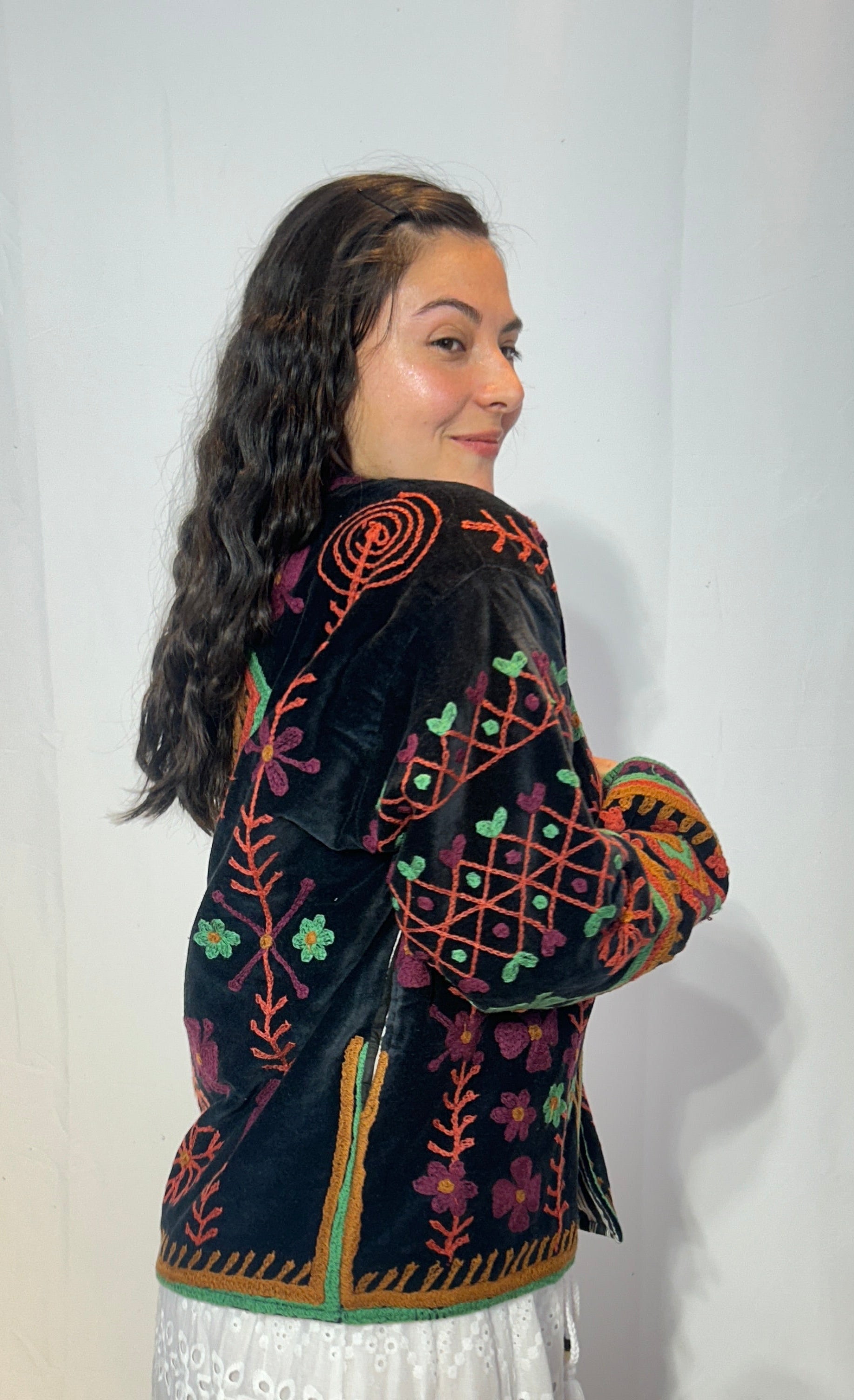 Suzani Hand-Embroidered Velvet Jacket – Midnight Folklore