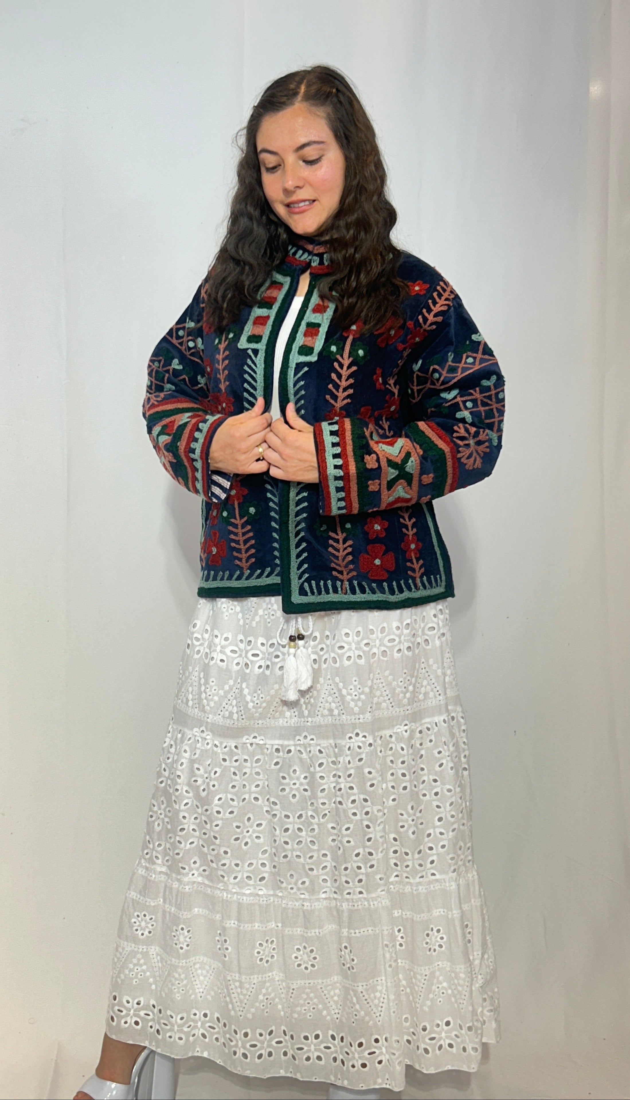 Suzani Velvet Jacket – Midnight Navy Bloom