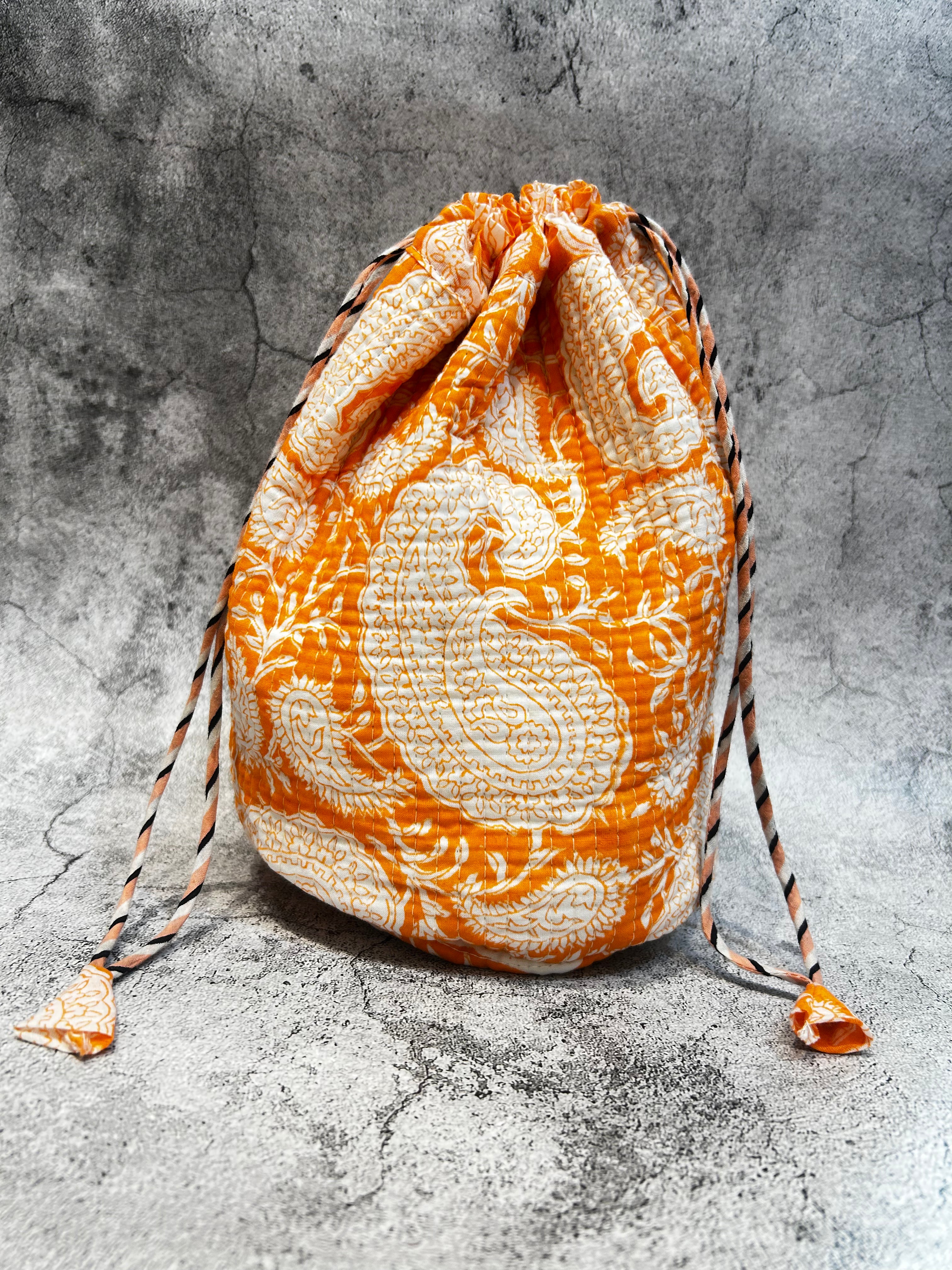 Handblock Printed Drawstring Bag
