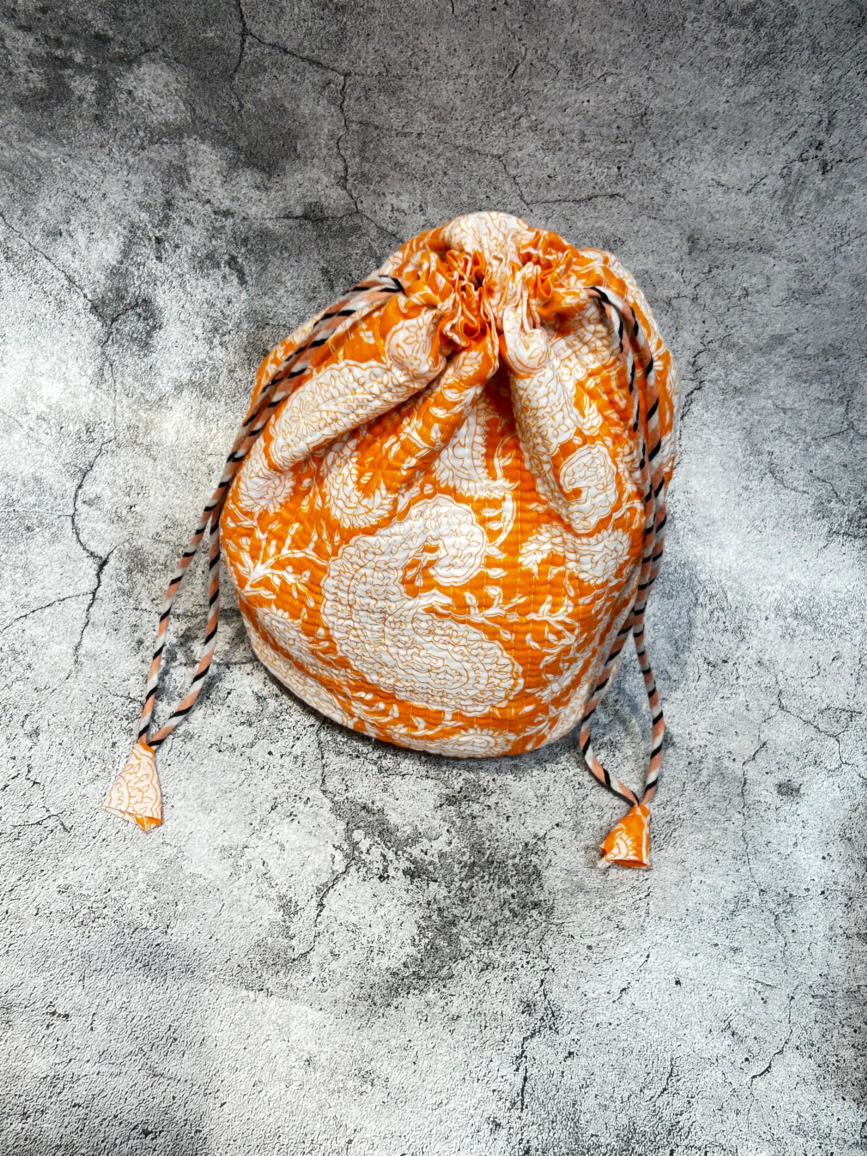 Handblock Printed Drawstring Bag