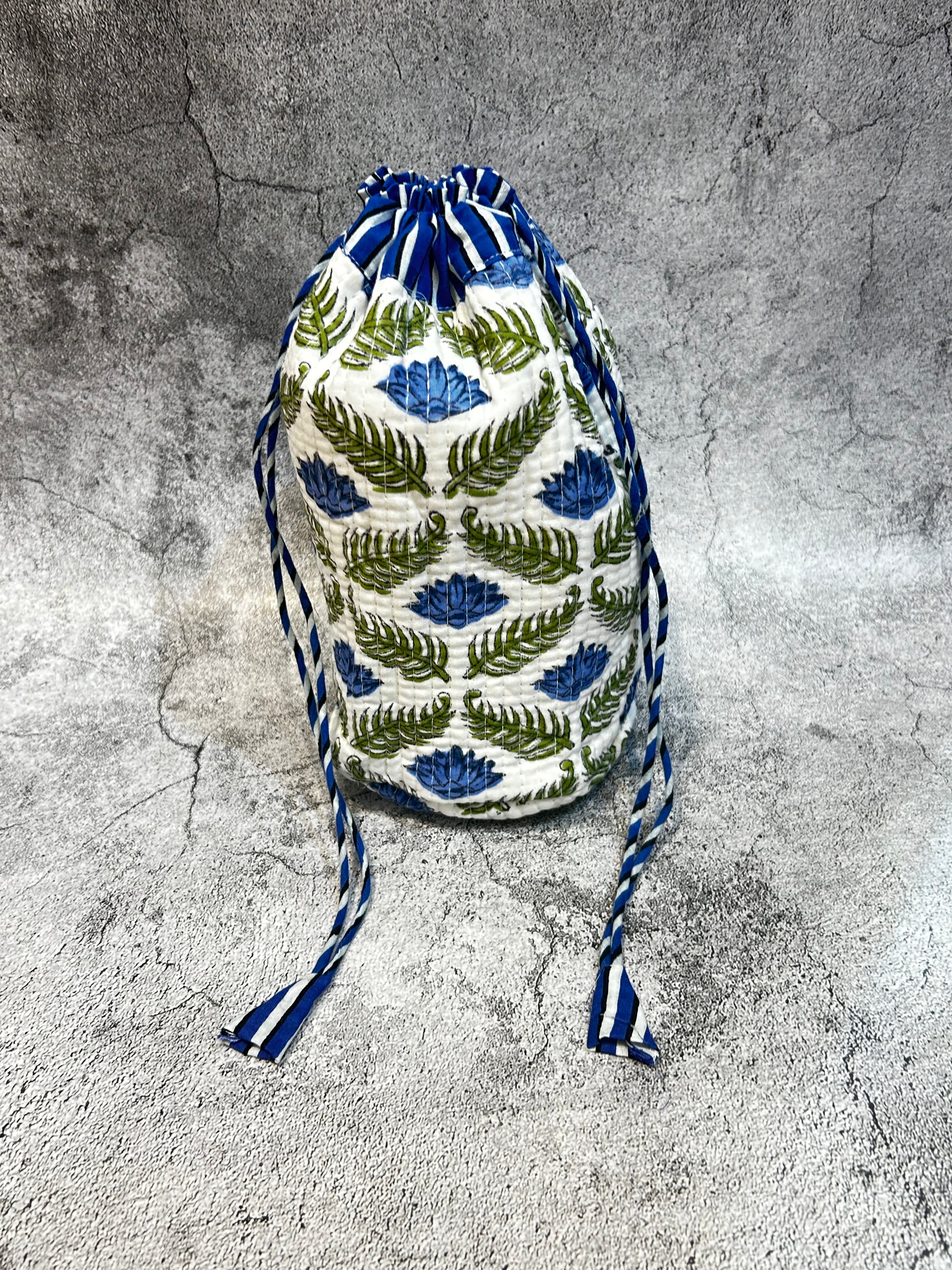 Handblock Printed Drawstring Bag