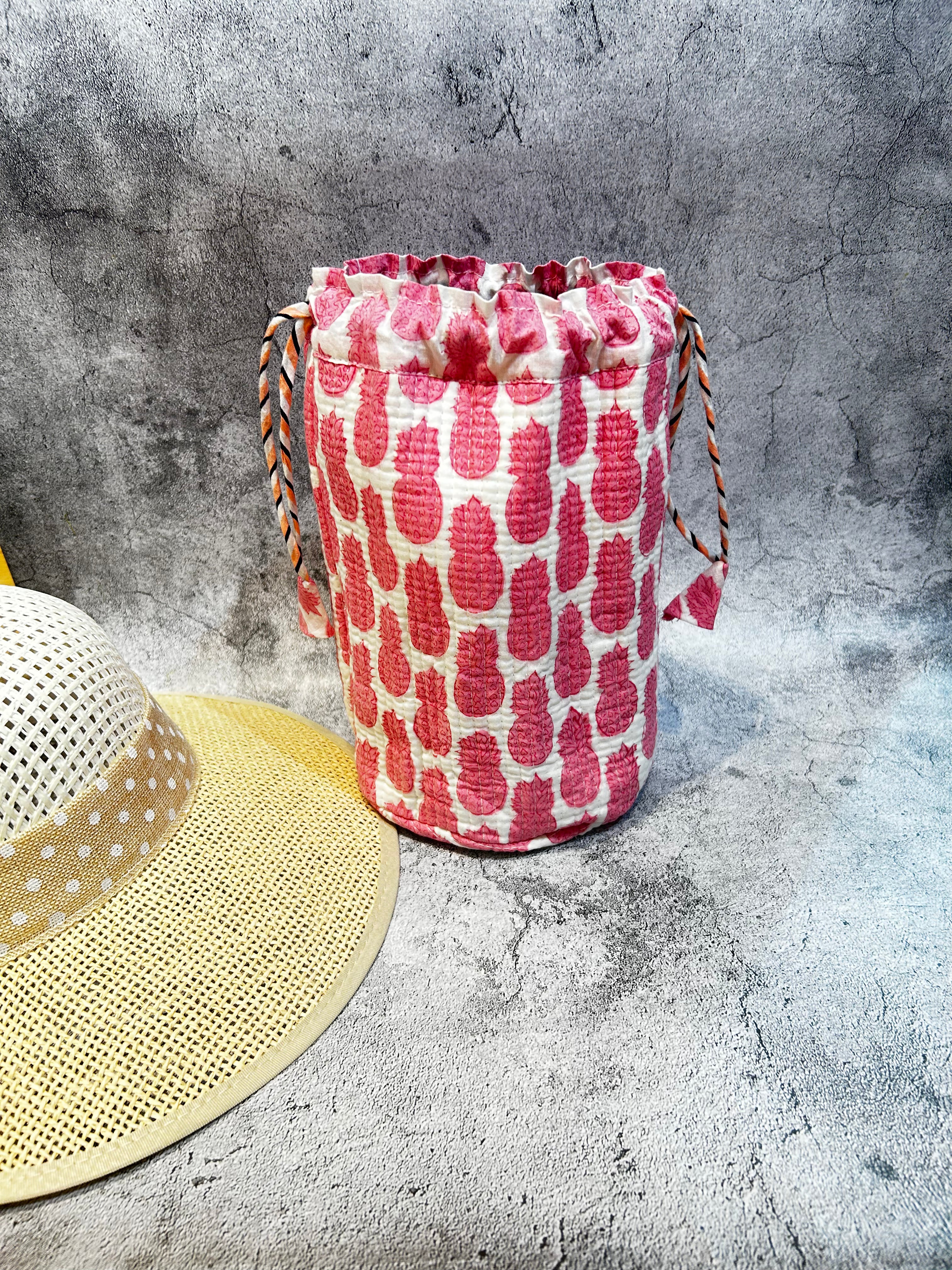 Handblock Printed Drawstring Bag