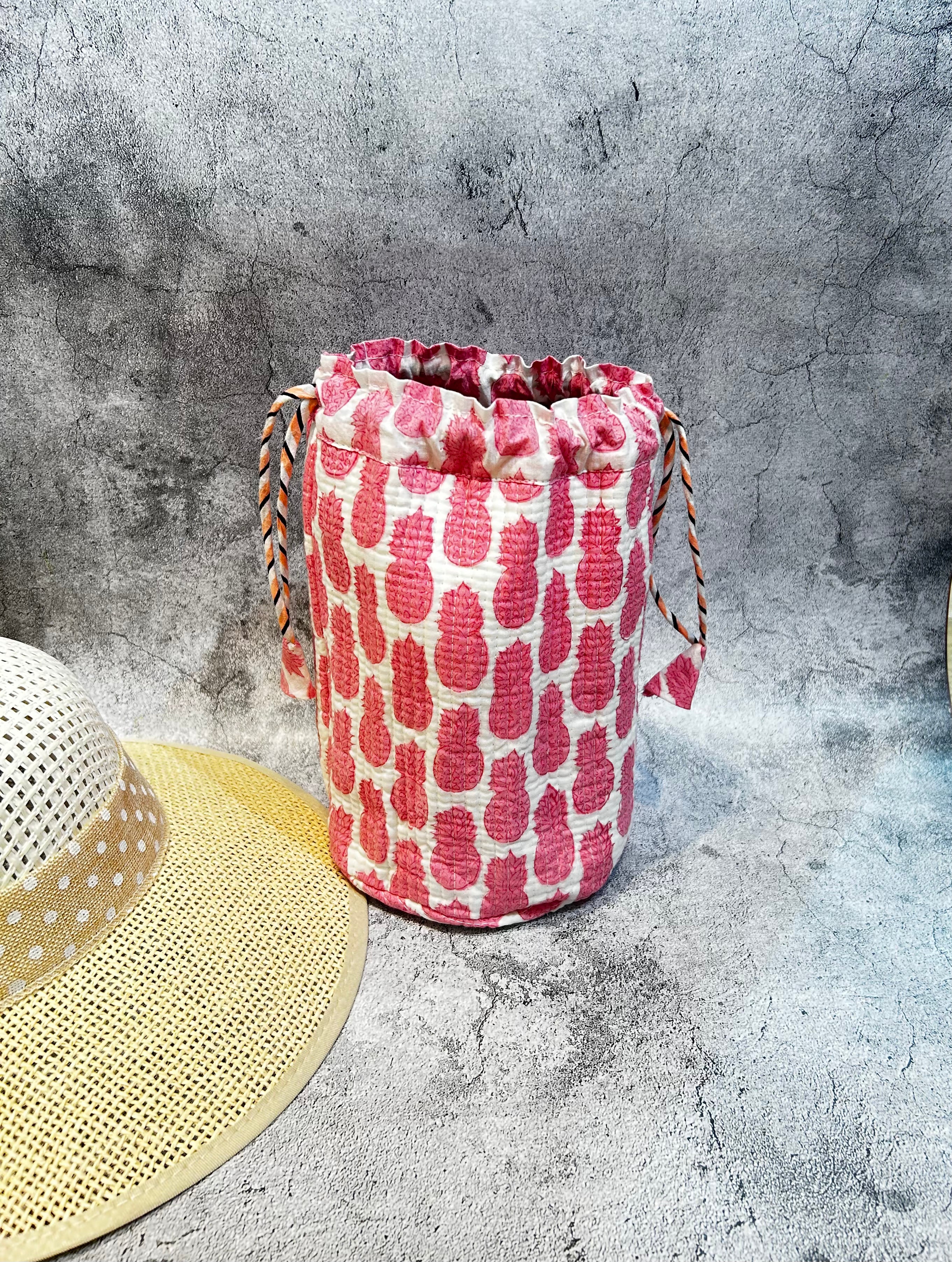 Handblock Printed Drawstring Bag