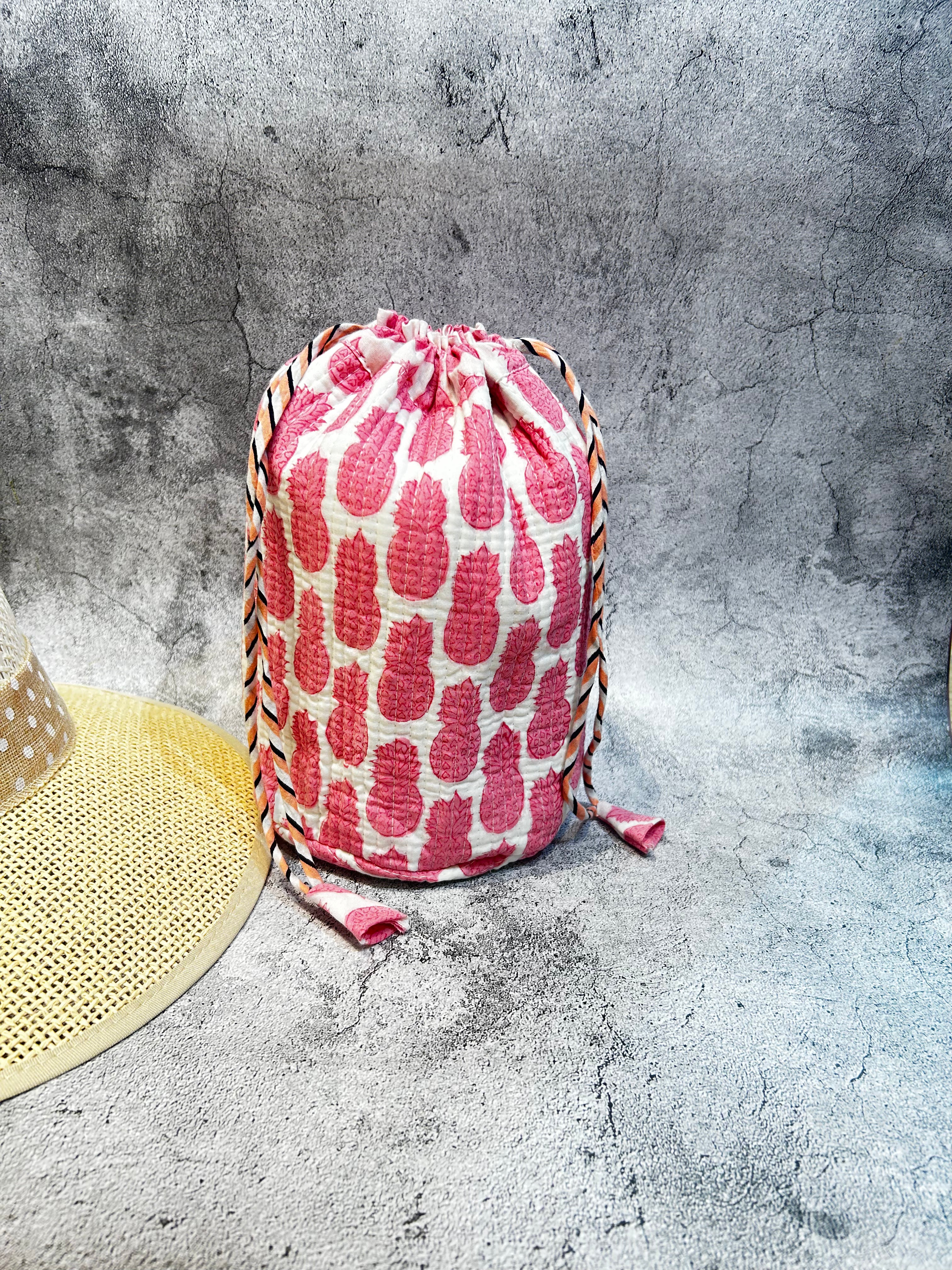 Handblock Printed Drawstring Bag