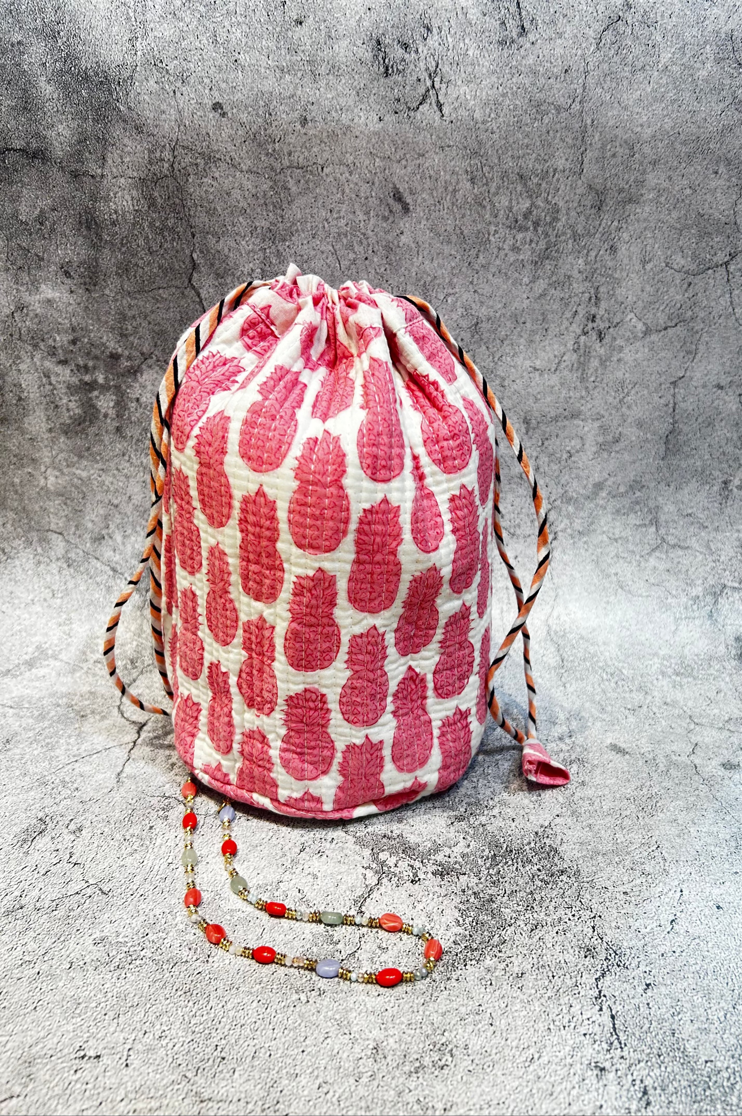 Handblock Printed Drawstring Bag