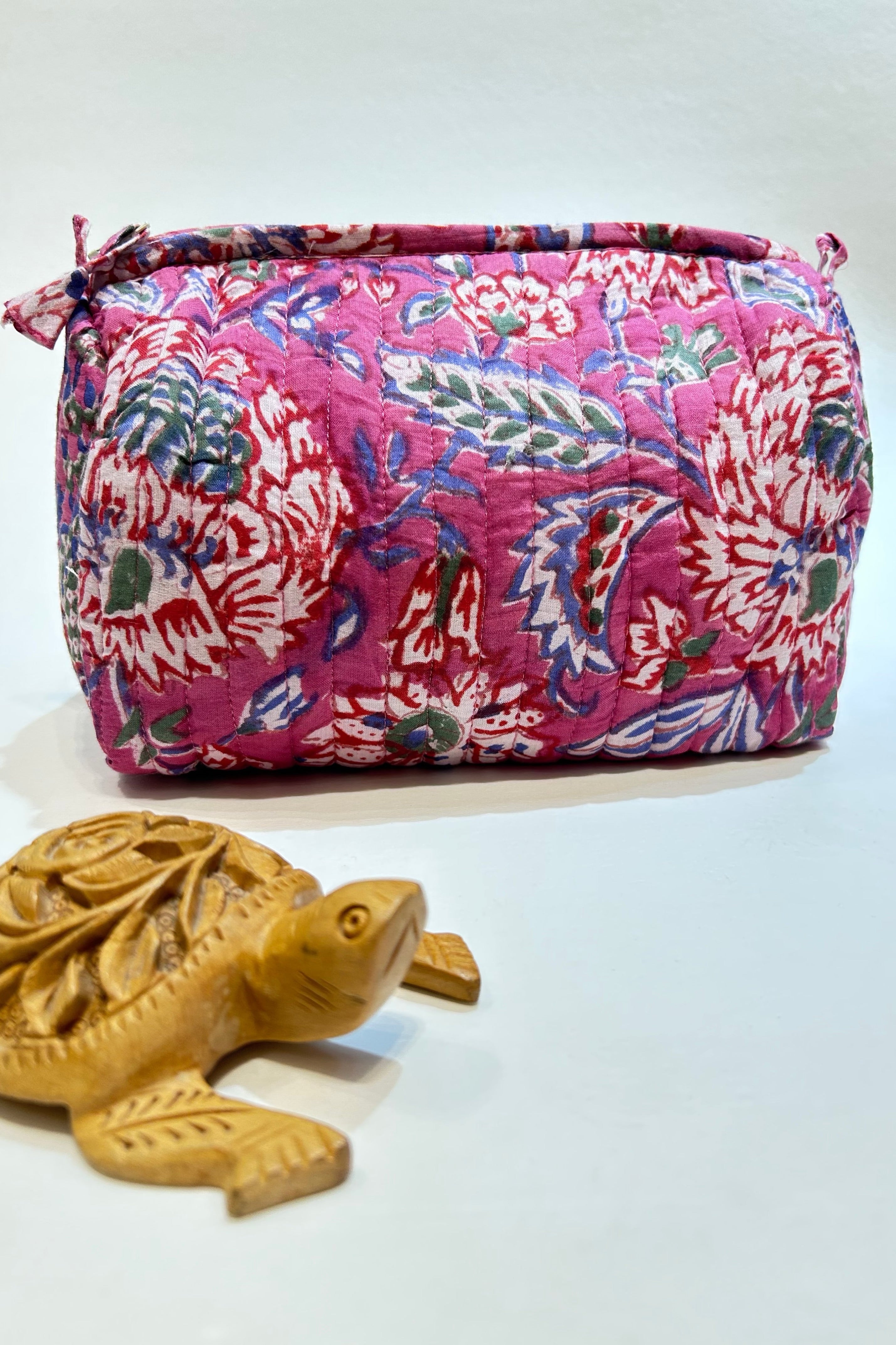 Pink Blossom Quilted Zip Bag