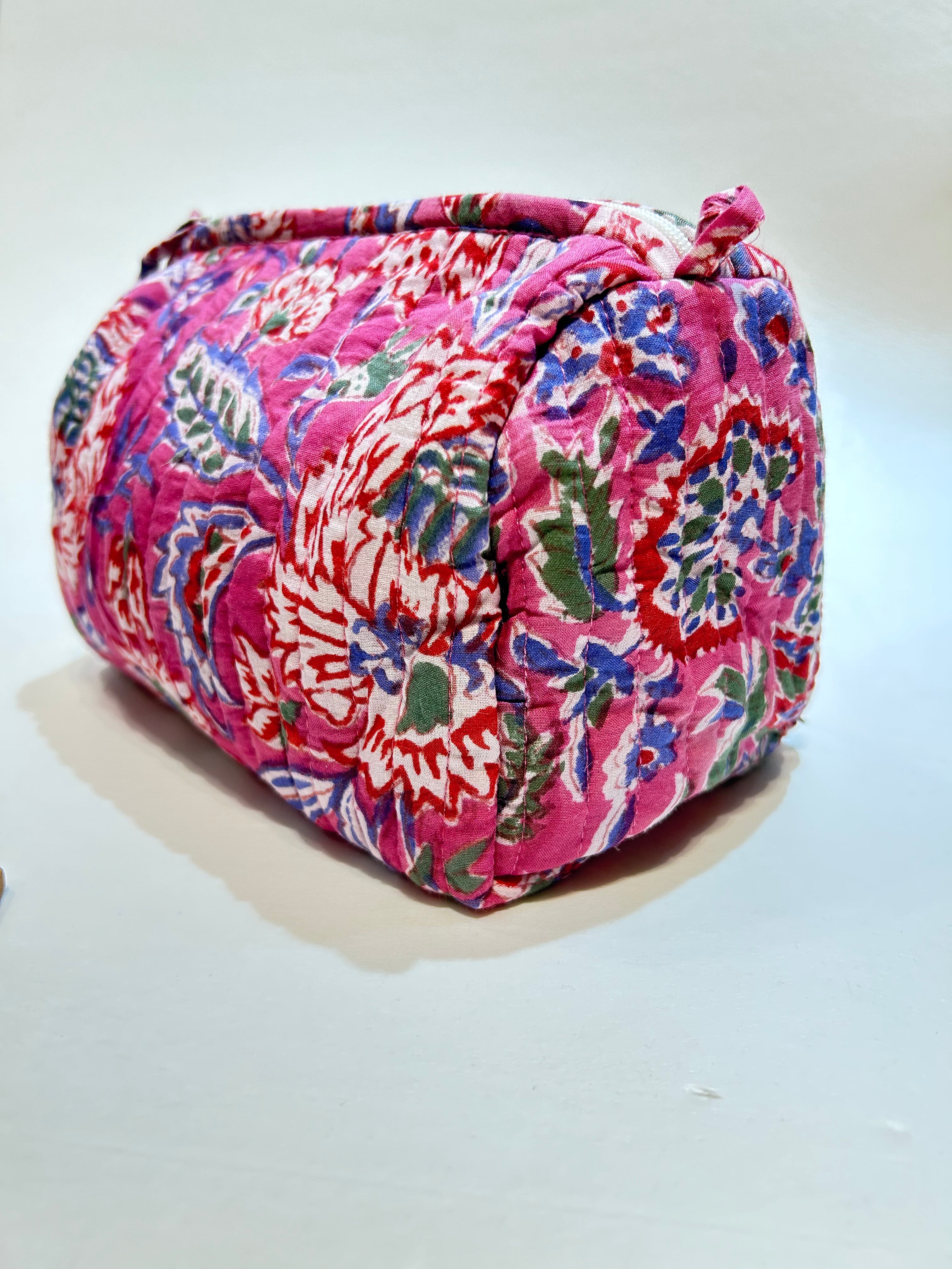 Pink Blossom Quilted Zip Bag