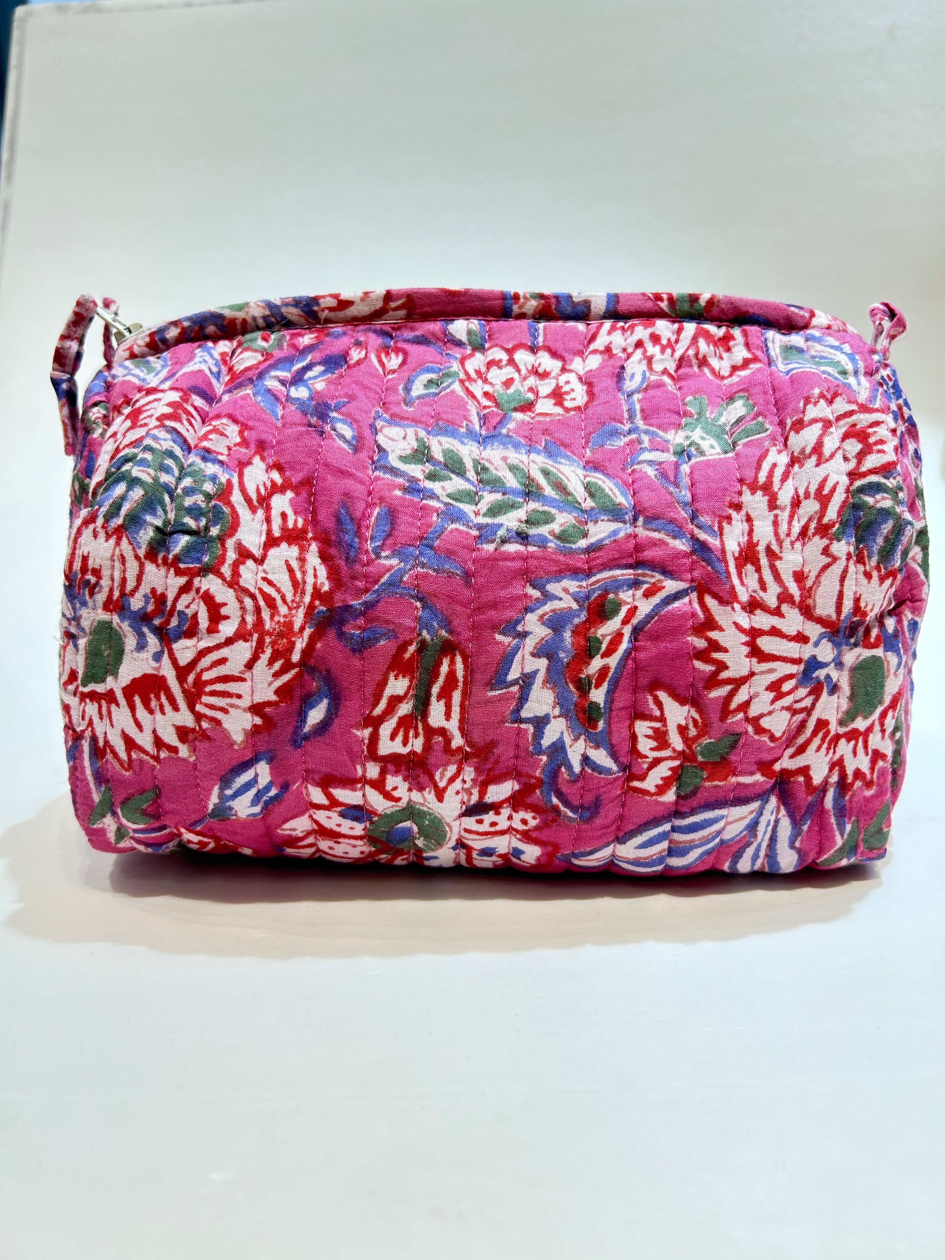 Pink Blossom Quilted Zip Bag