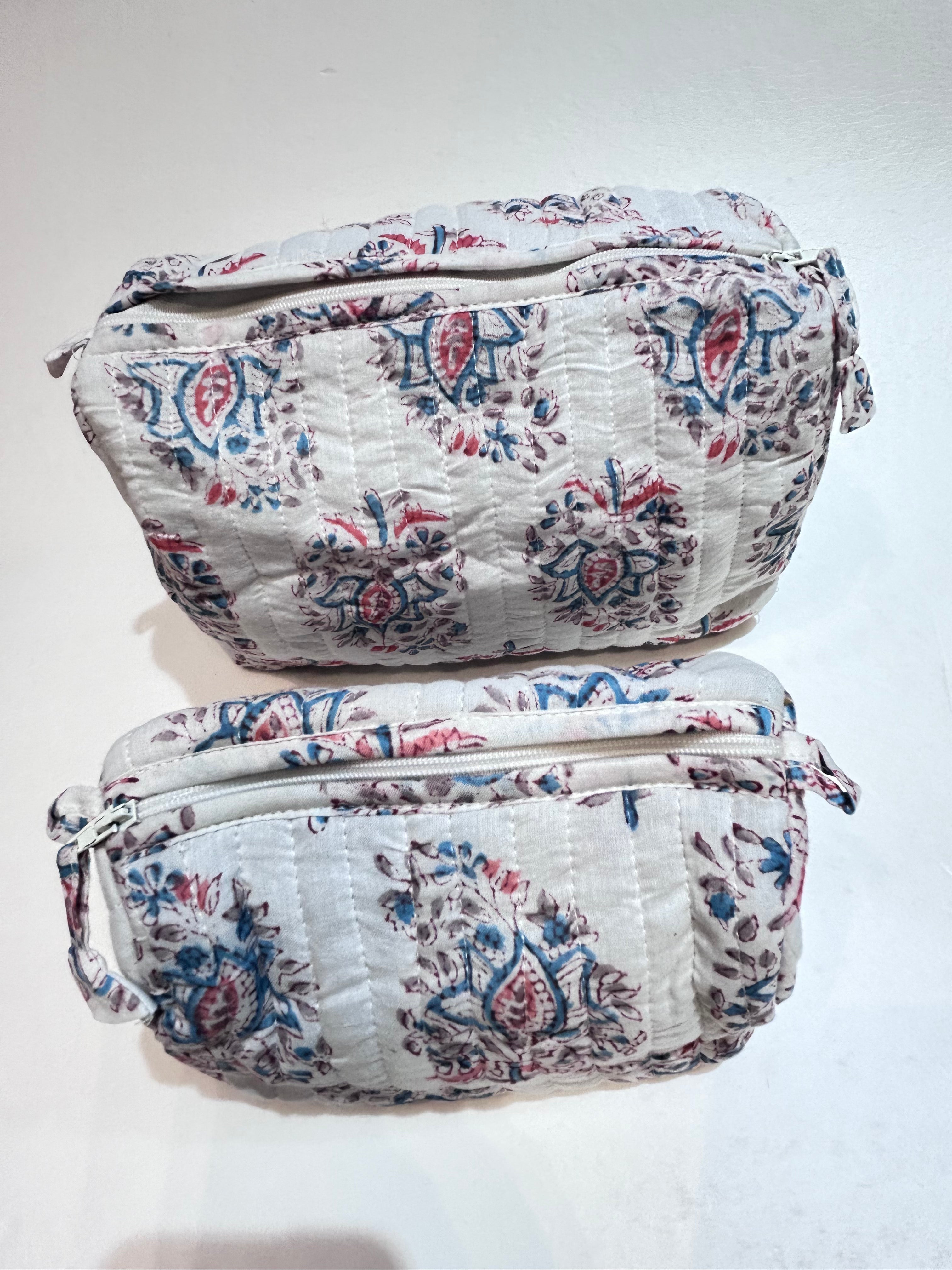 Ivory Bloom Quilted Zip Bag Set
