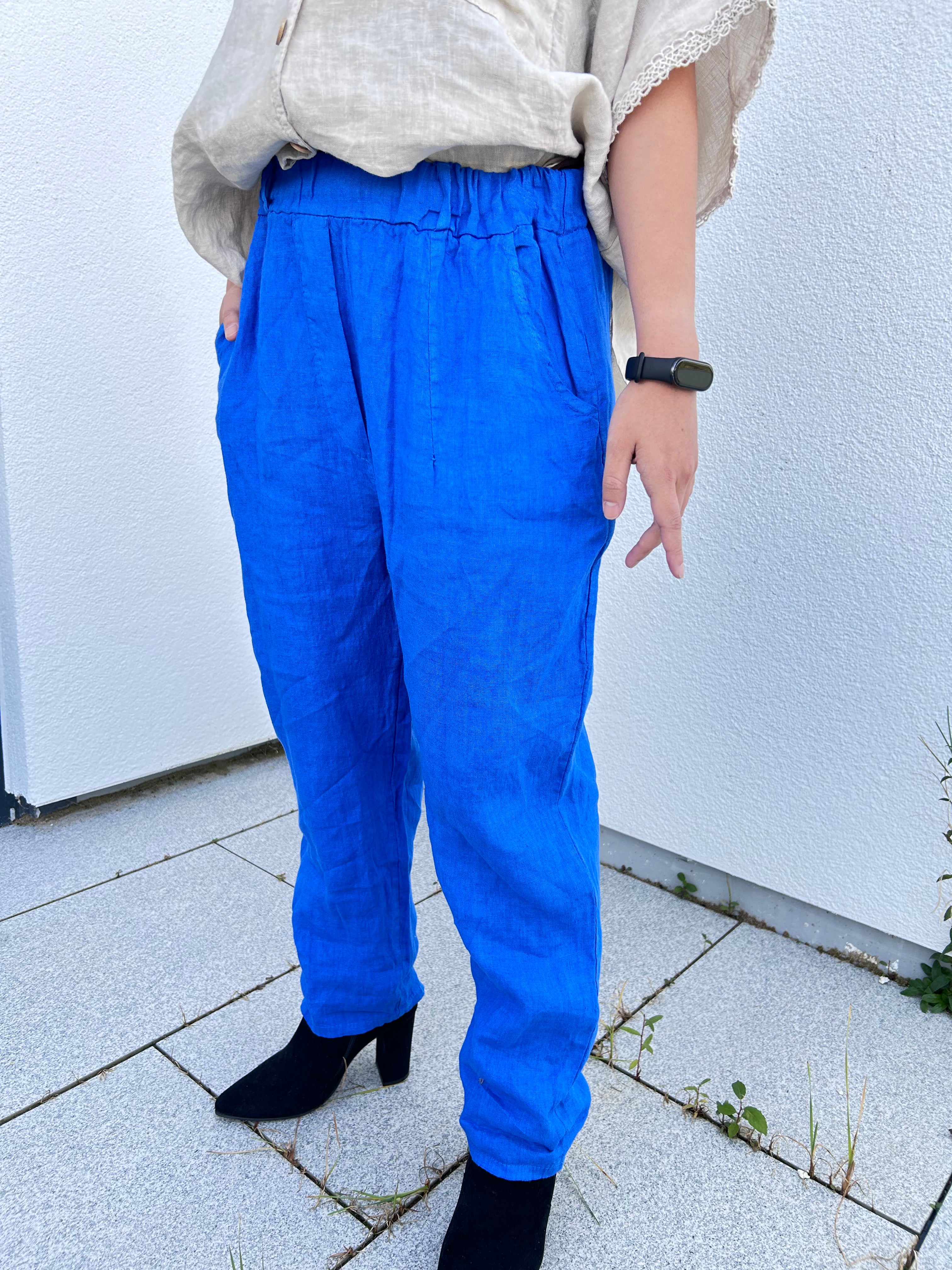 Cobalt Breeze Linen Pants