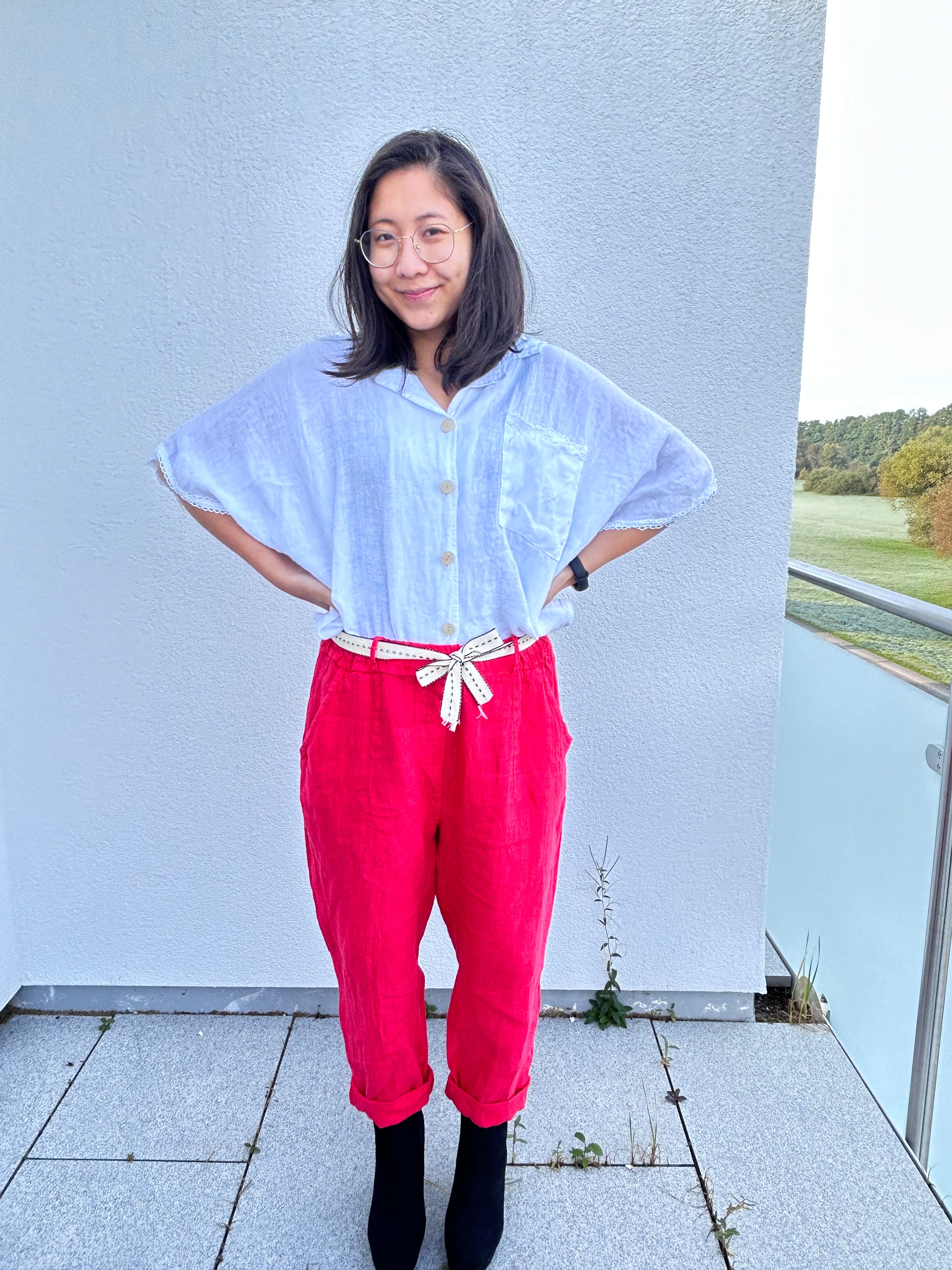 Fuschia Bloom Linen Pants