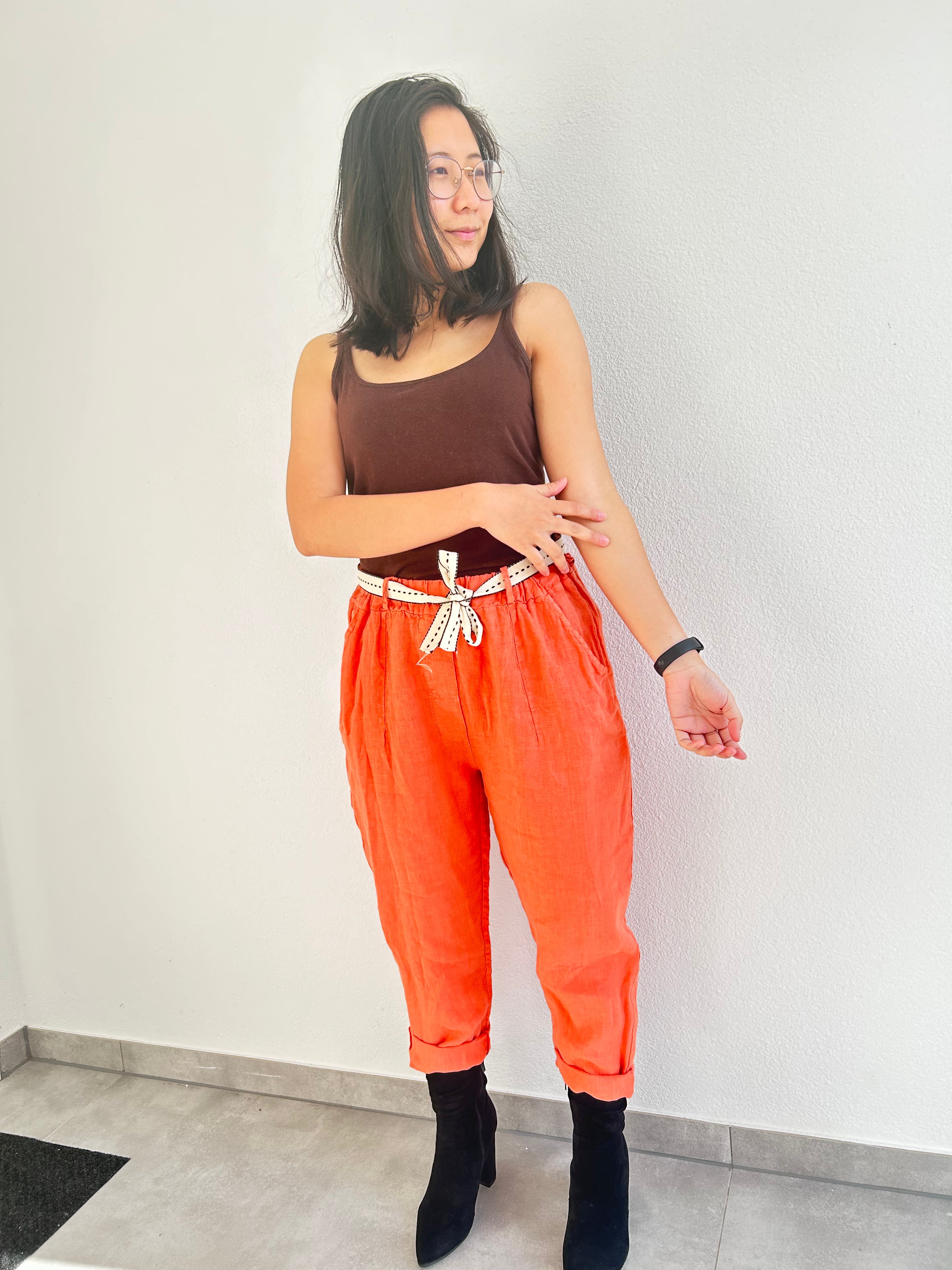 Terracotta Glow Linen Pants