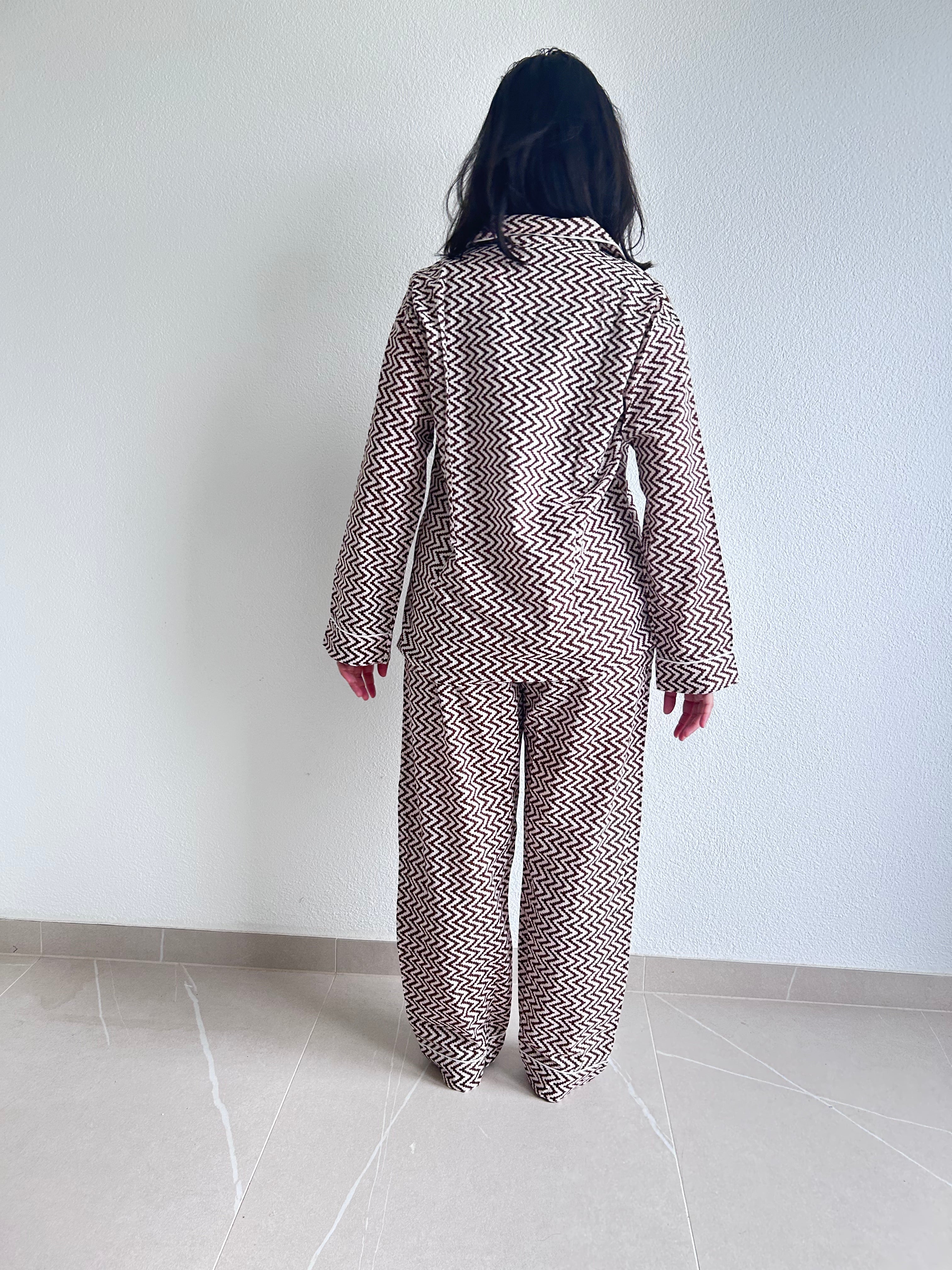 Brown Mirage Hand Block Printed Pajamas Set