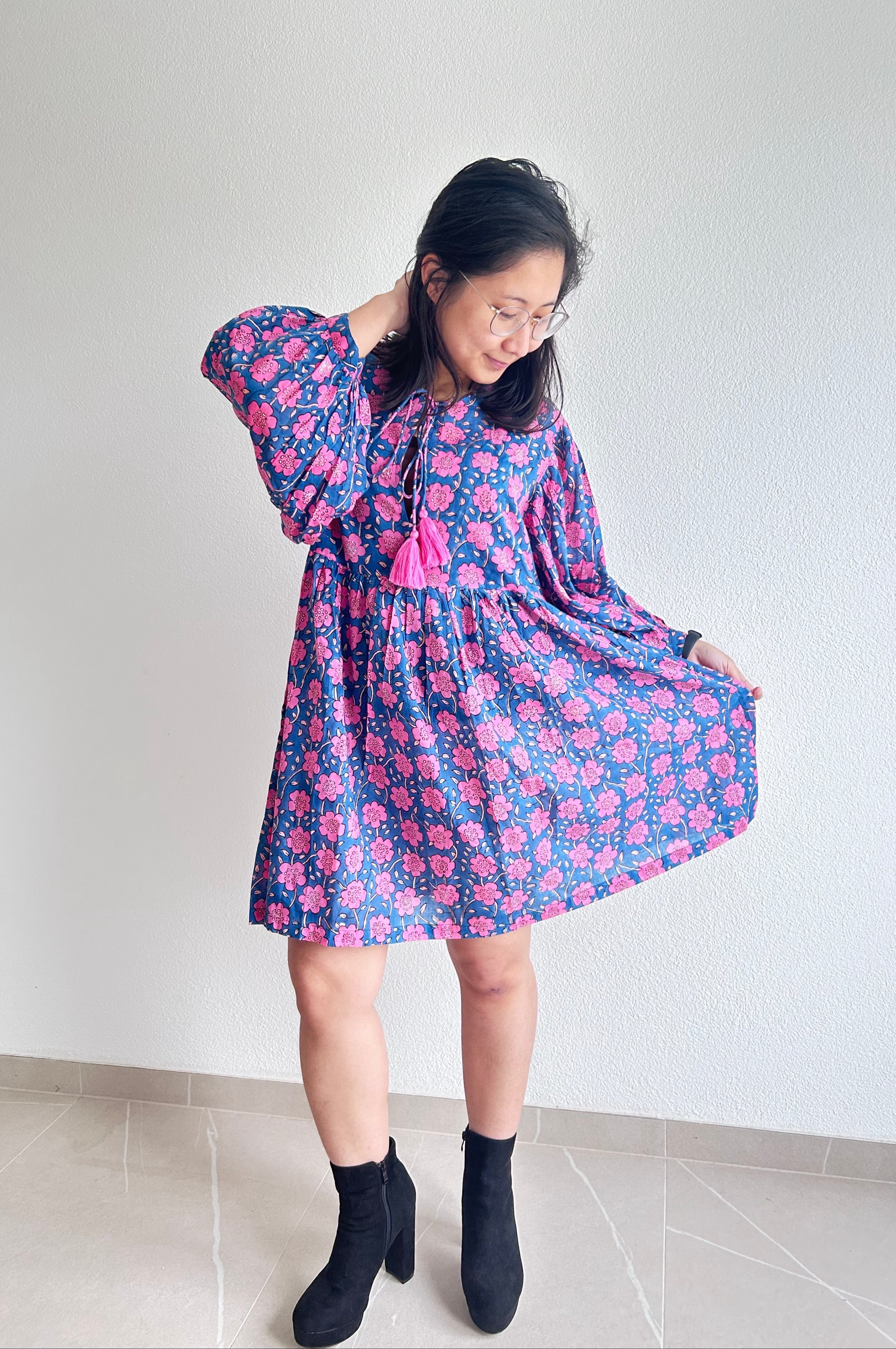 Celeste Bloom Hand Block Printed Dress