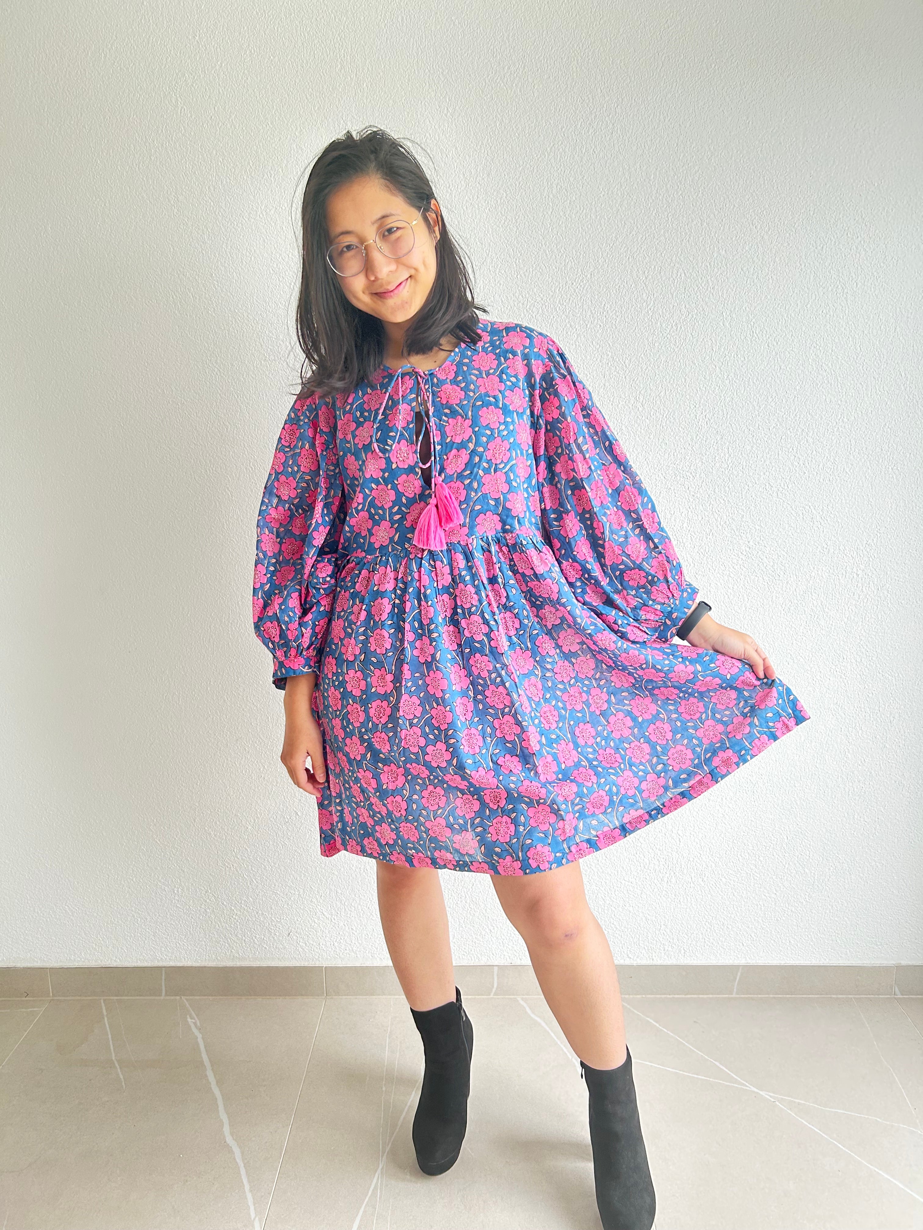 Celeste Bloom Hand Block Printed Dress
