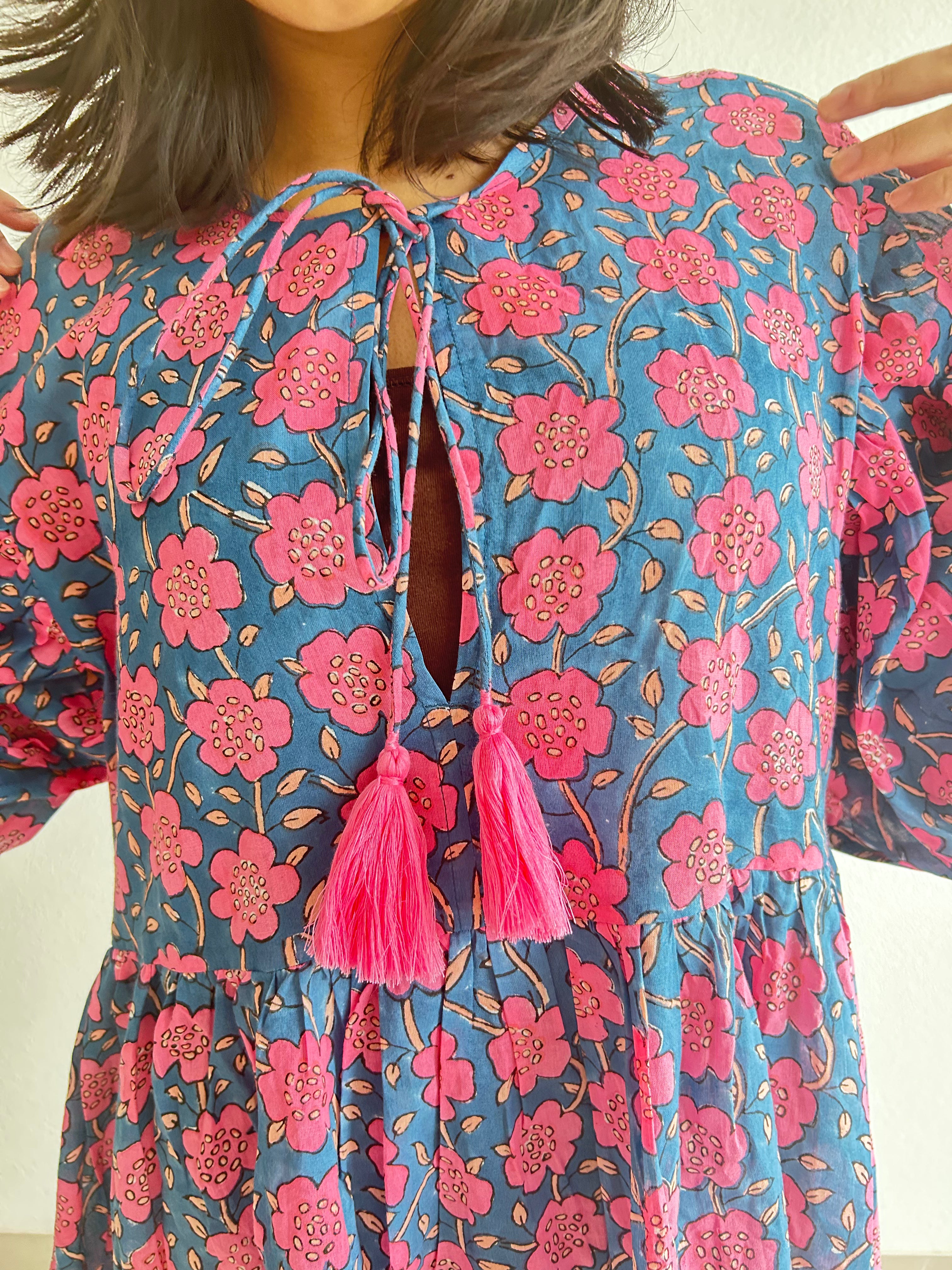 Celeste Bloom Hand Block Printed Dress