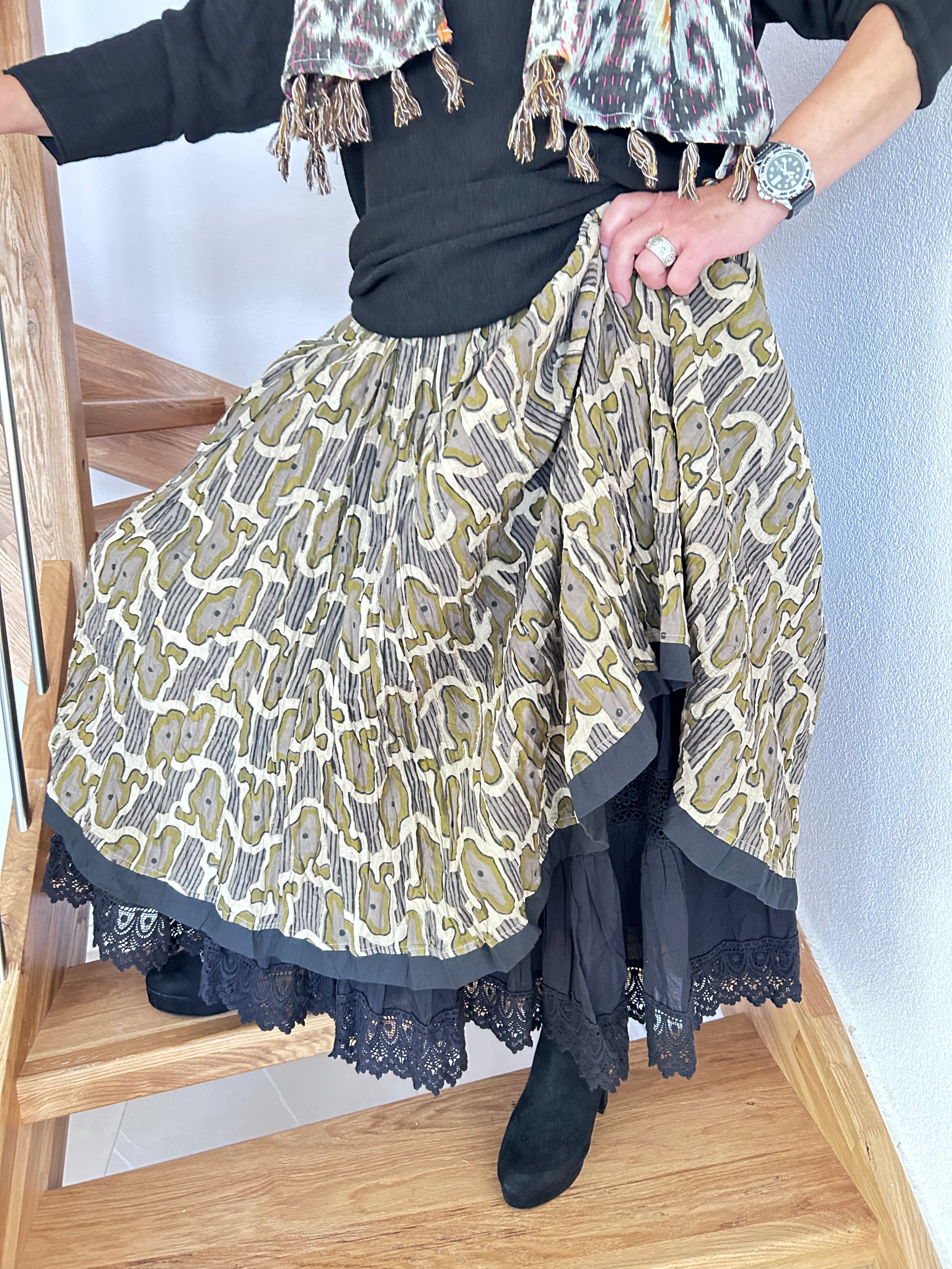 Elephant Muse Hand Block Printed Skirt