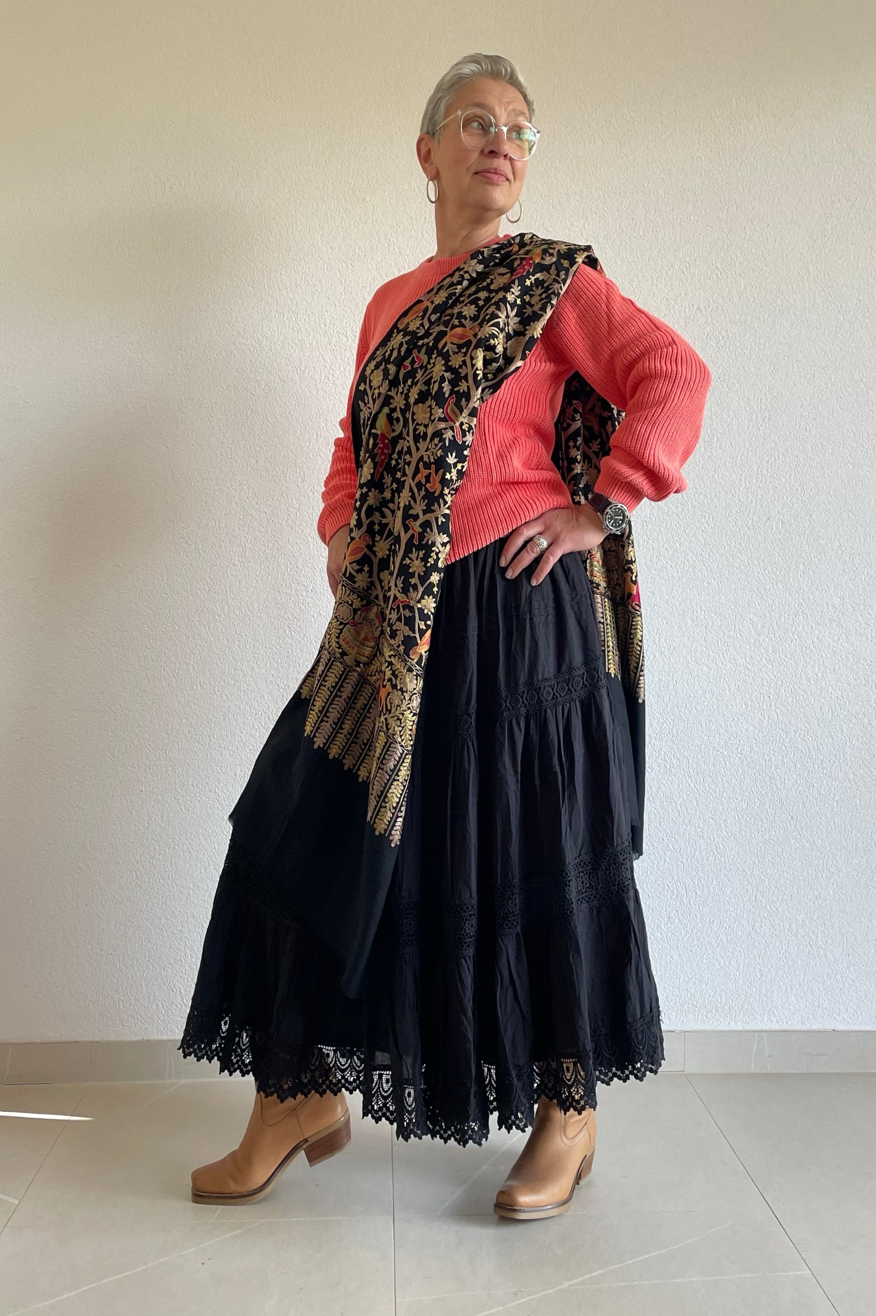 Bestickter Maxi-Rock im Boho-Stil