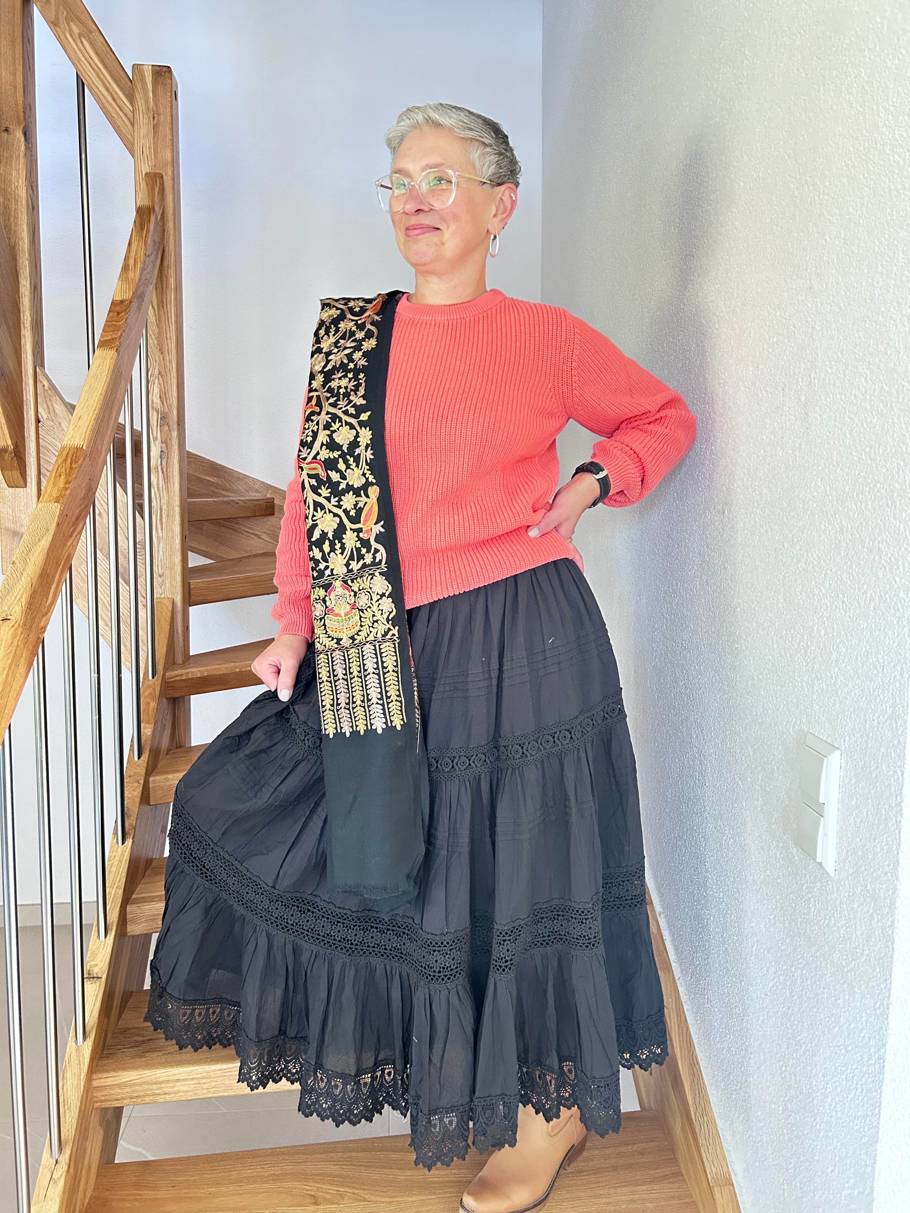 Bestickter Maxi-Rock im Boho-Stil