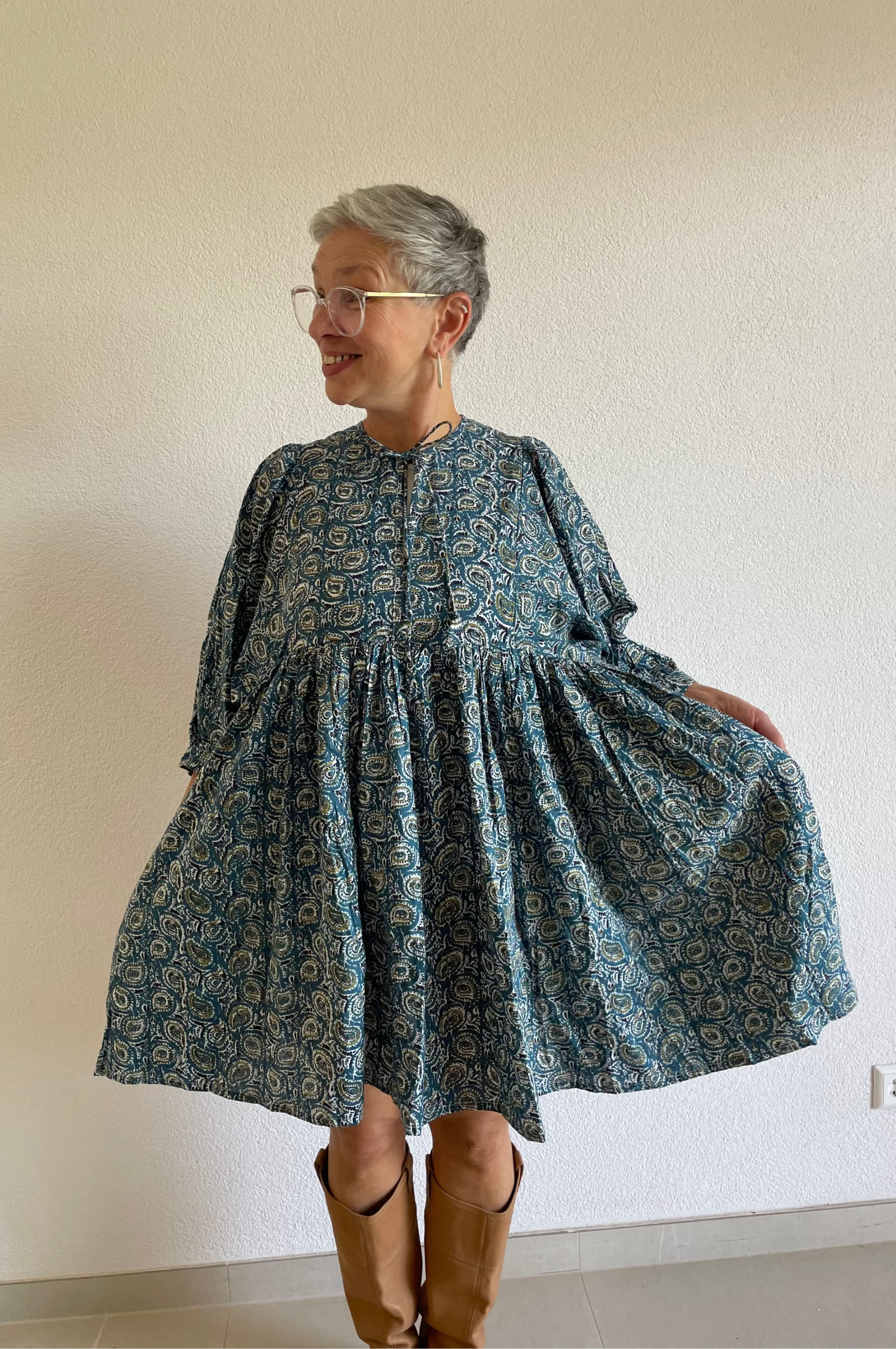 Ocean Bloom Hand Block Printed Dress