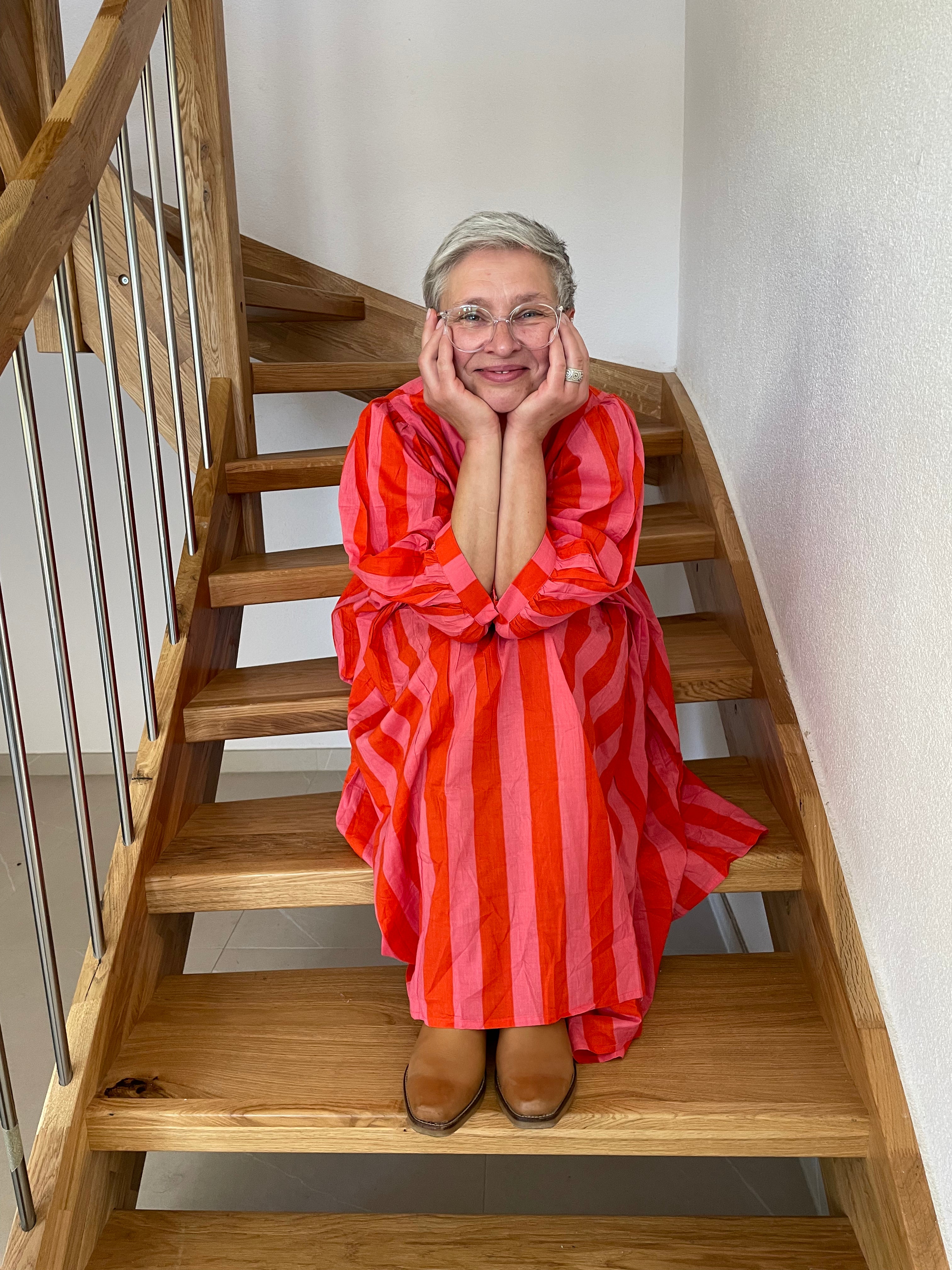 Coral Sunset Hand Block Printed Dress