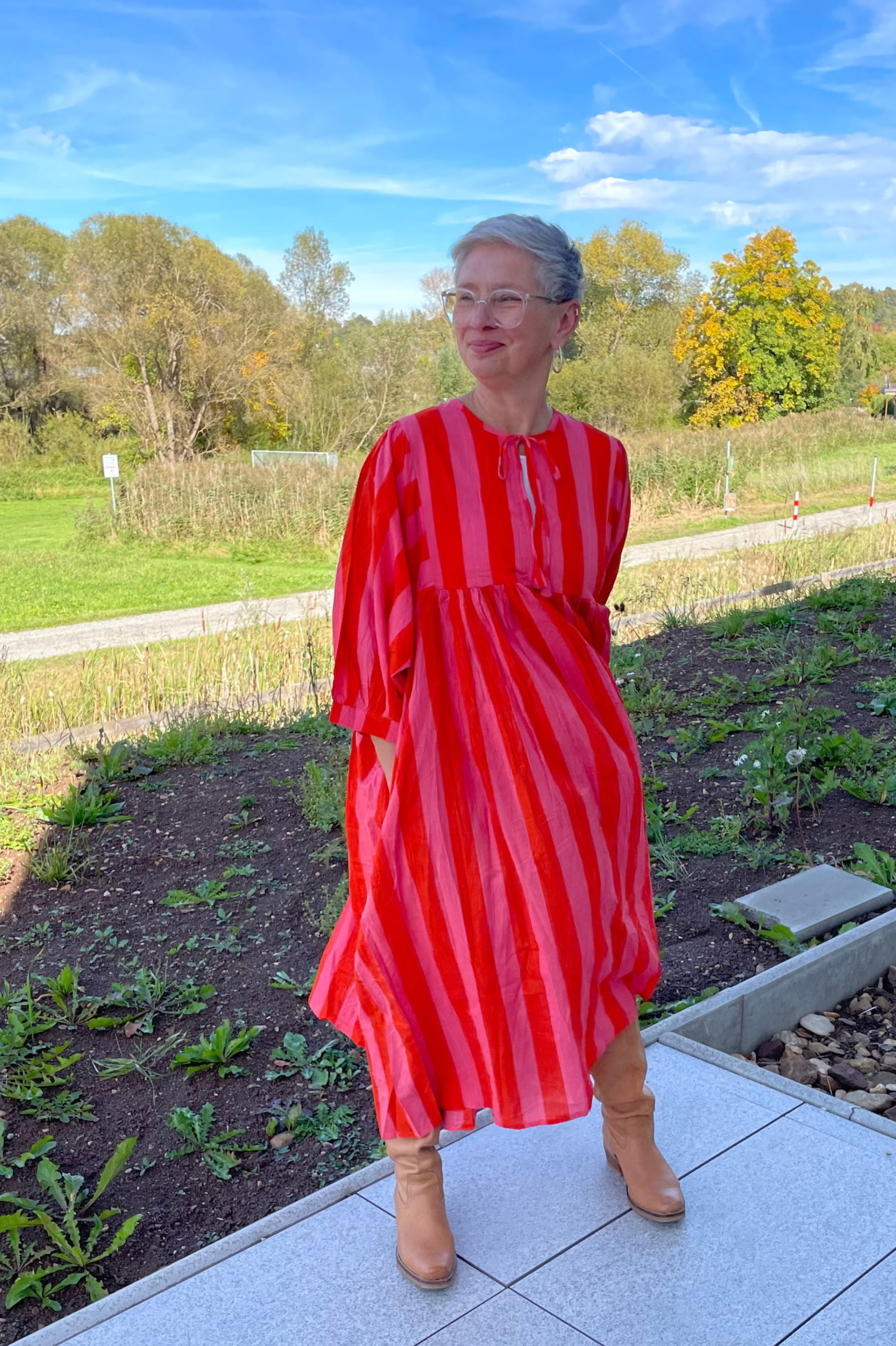 Coral Sunset Hand Block Printed Dress
