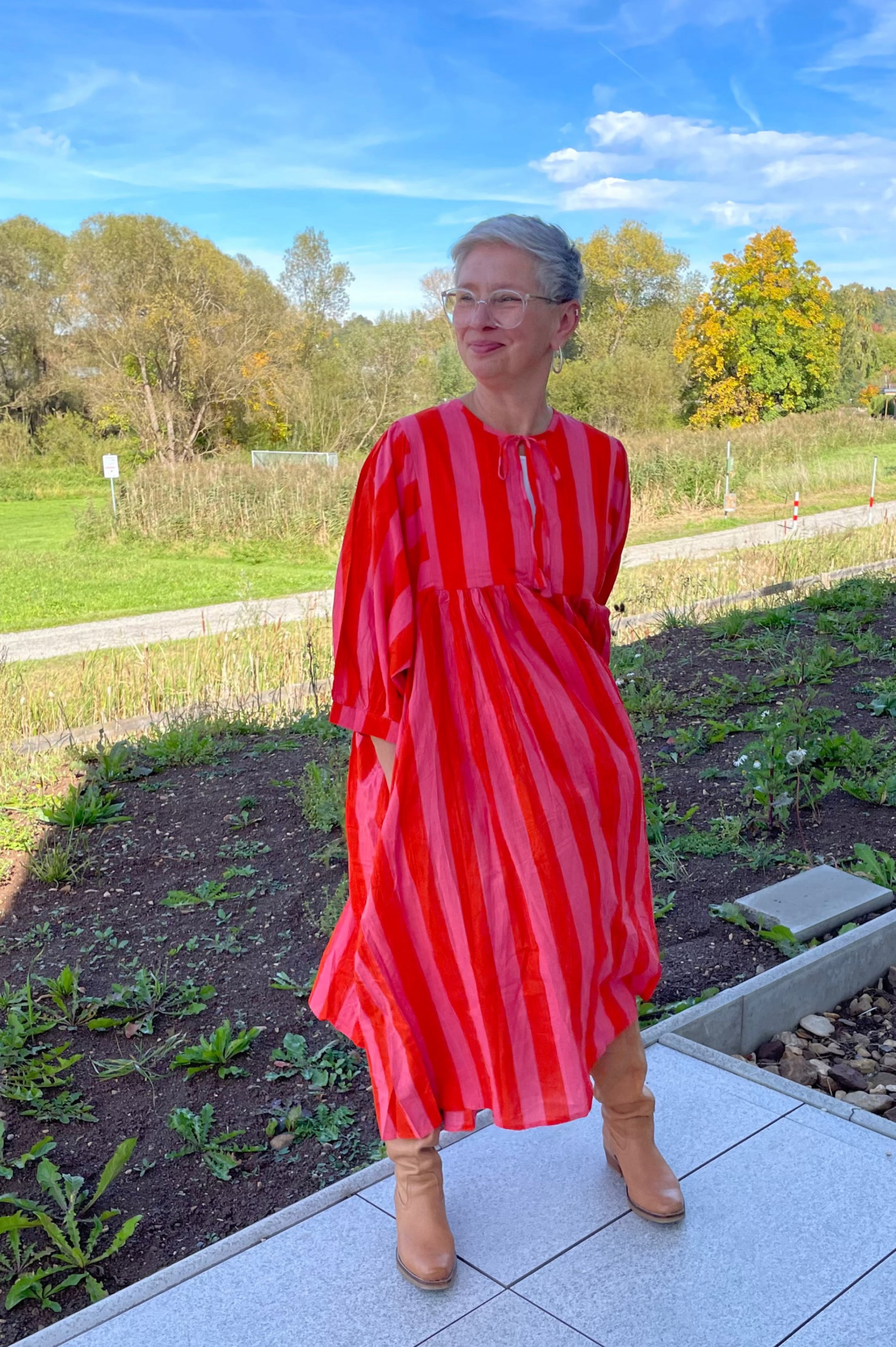 Coral Sunset Hand Block Printed Dress