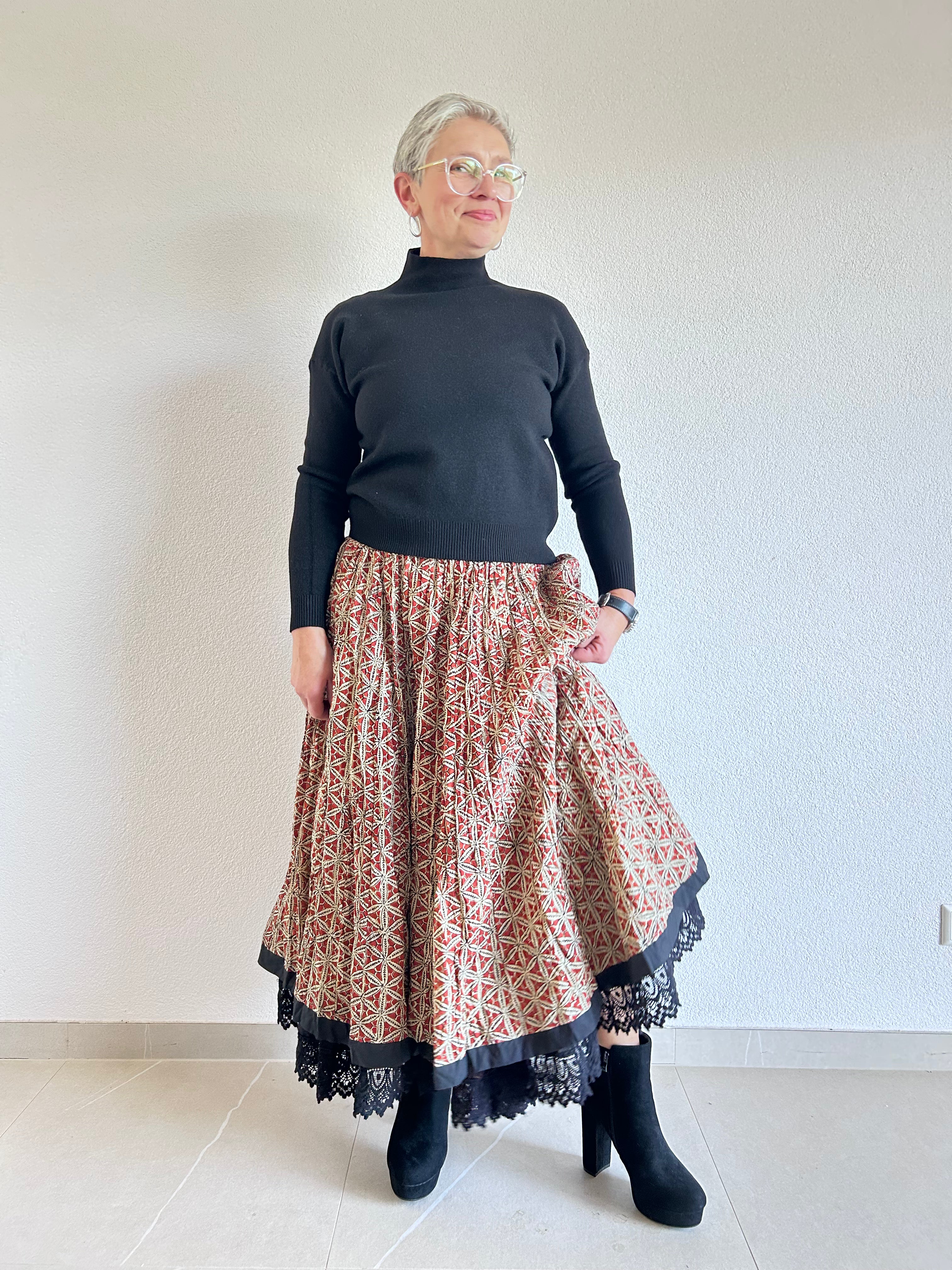 The Sienna Mosaic Hand Block Printed Skirt