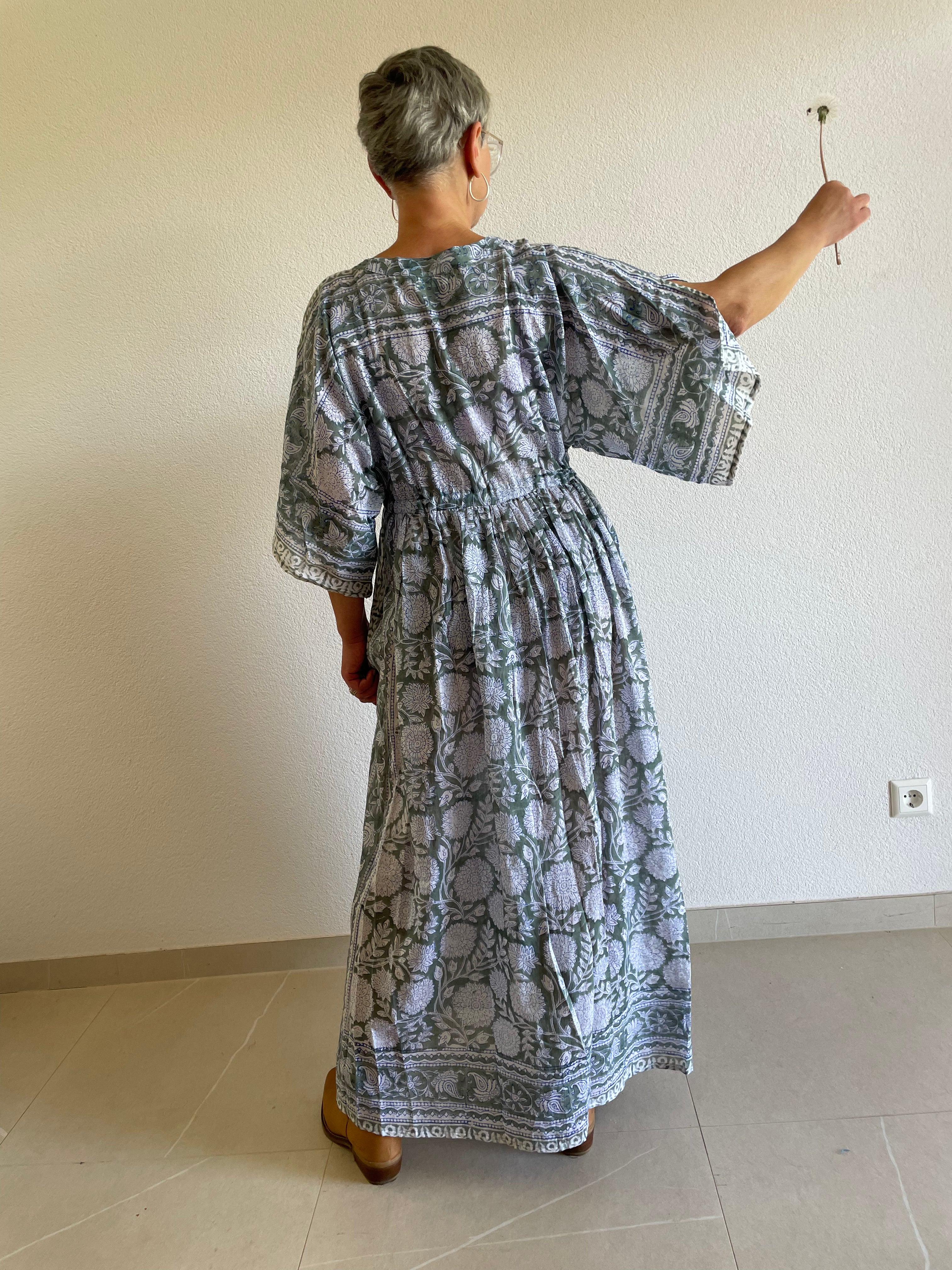 Misty Meadow Hand Block Printed Kaftan