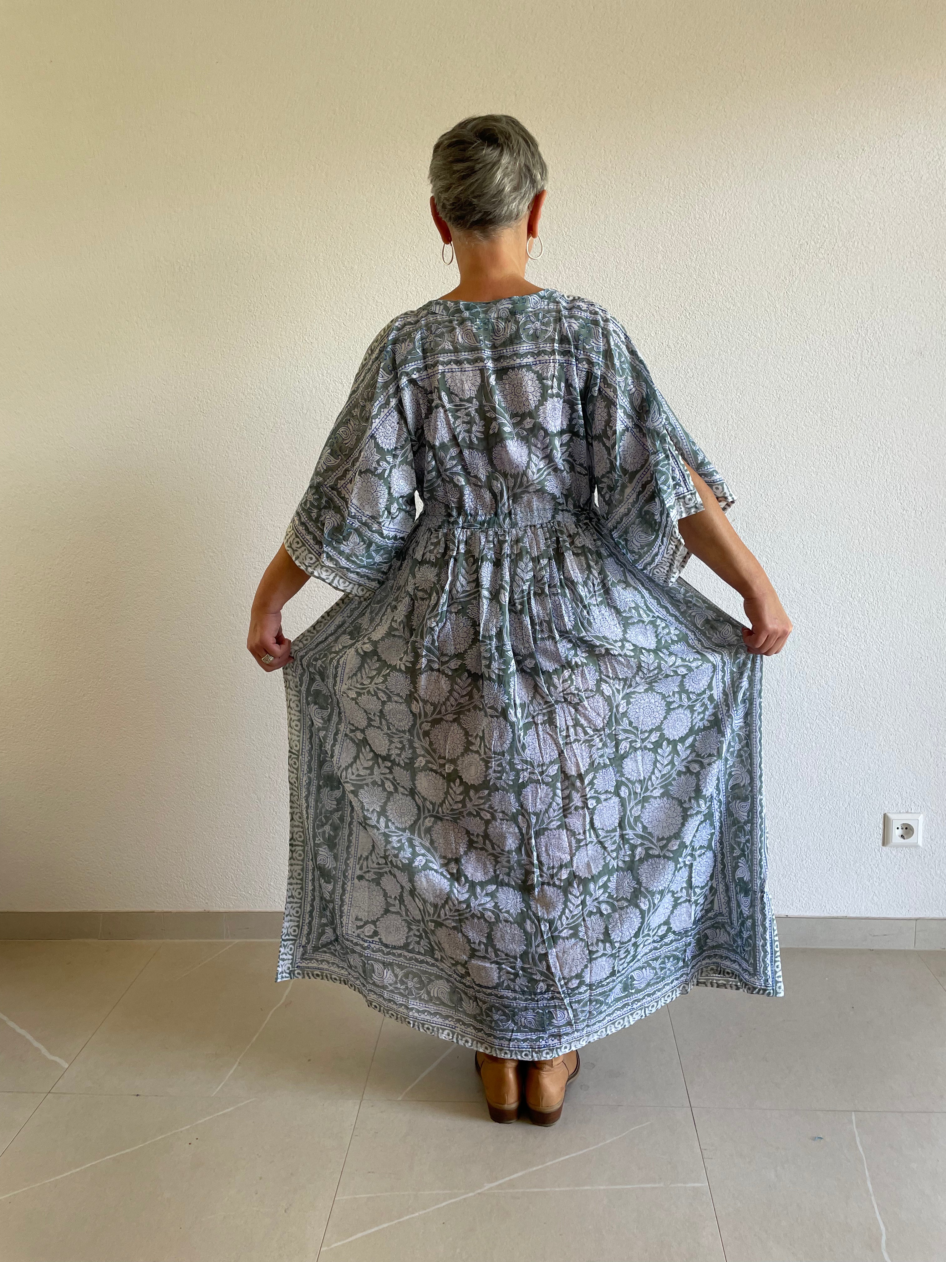 Misty Meadow Hand Block Printed Kaftan
