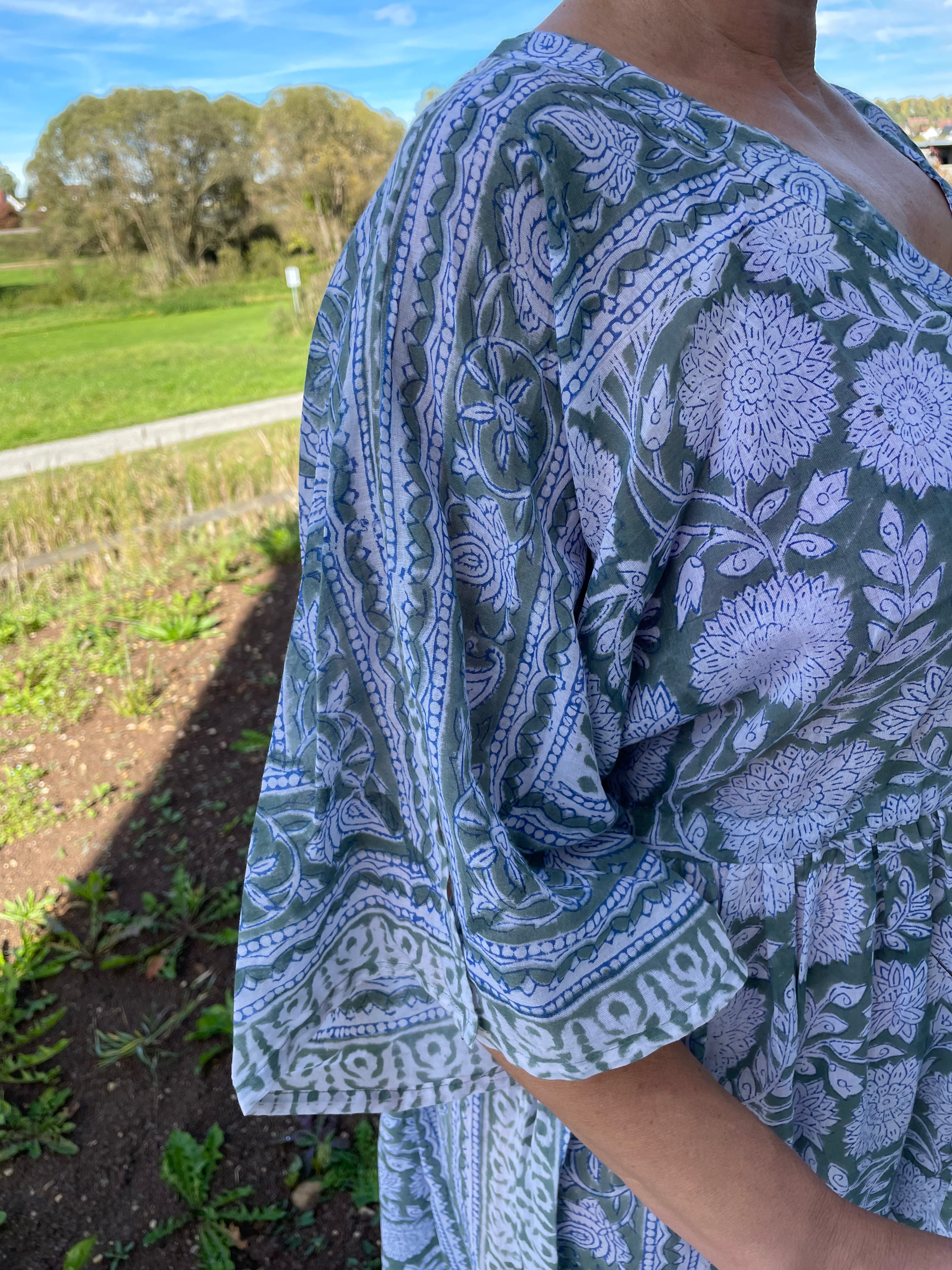 Misty Meadow Hand Block Printed Kaftan